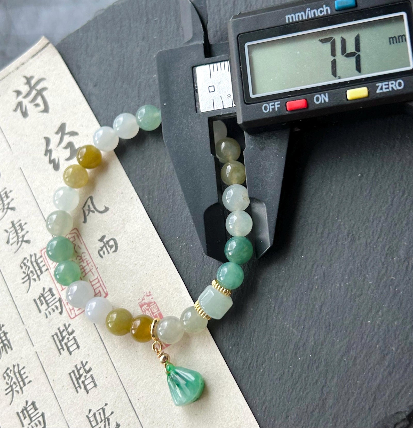 Natural Jadeite Beaded Bracelet Jewelry Burmese Type A Gelatinous Icy Translucent White, Green, Honey Yellow Jade 7.5mm