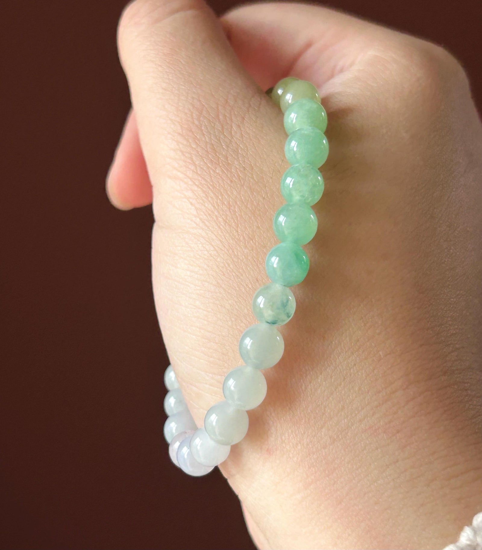Natural Jadeite Beaded Bracelet | Burmese Type A Highly Translucent Icy Gradient Pastel Multicolor Jade 7mm