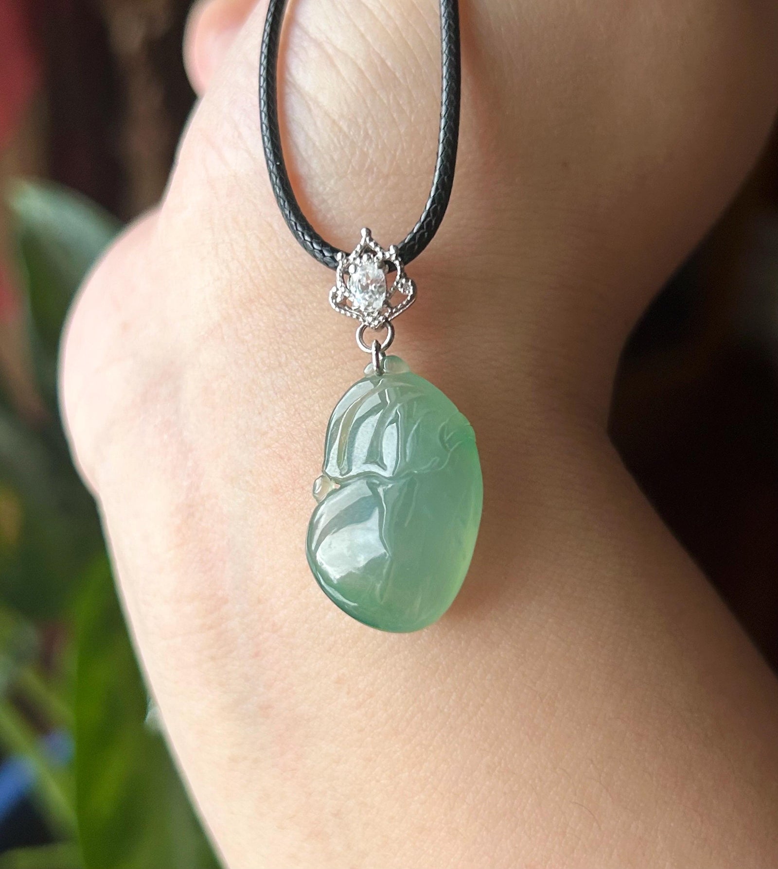 Natural Jadeite Money Bag Pendant | Burmese Type A Bluish Green Jade with 925 Silver Bail