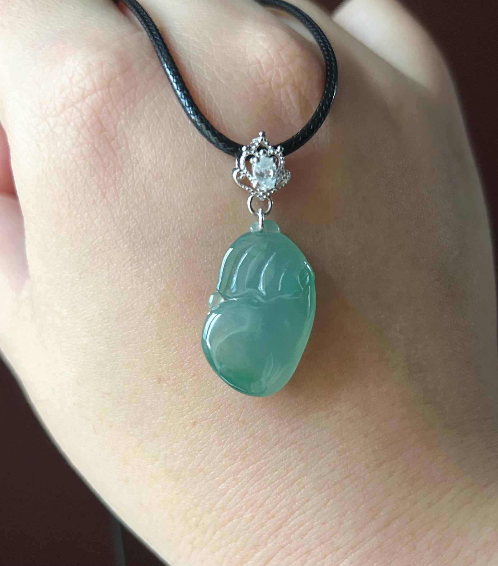 Natural Jadeite Money Bag Pendant | Burmese Type A Bluish Green Jade with 925 Silver Bail