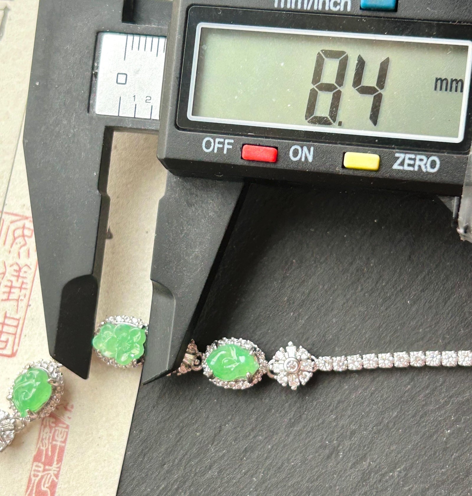 Certified Natural Jadeite Floral Bracelet, Burmese Type A Icy Translucent Vivid Green Jade Magnolia Peach Blossom Lingzhi Carving & Silver