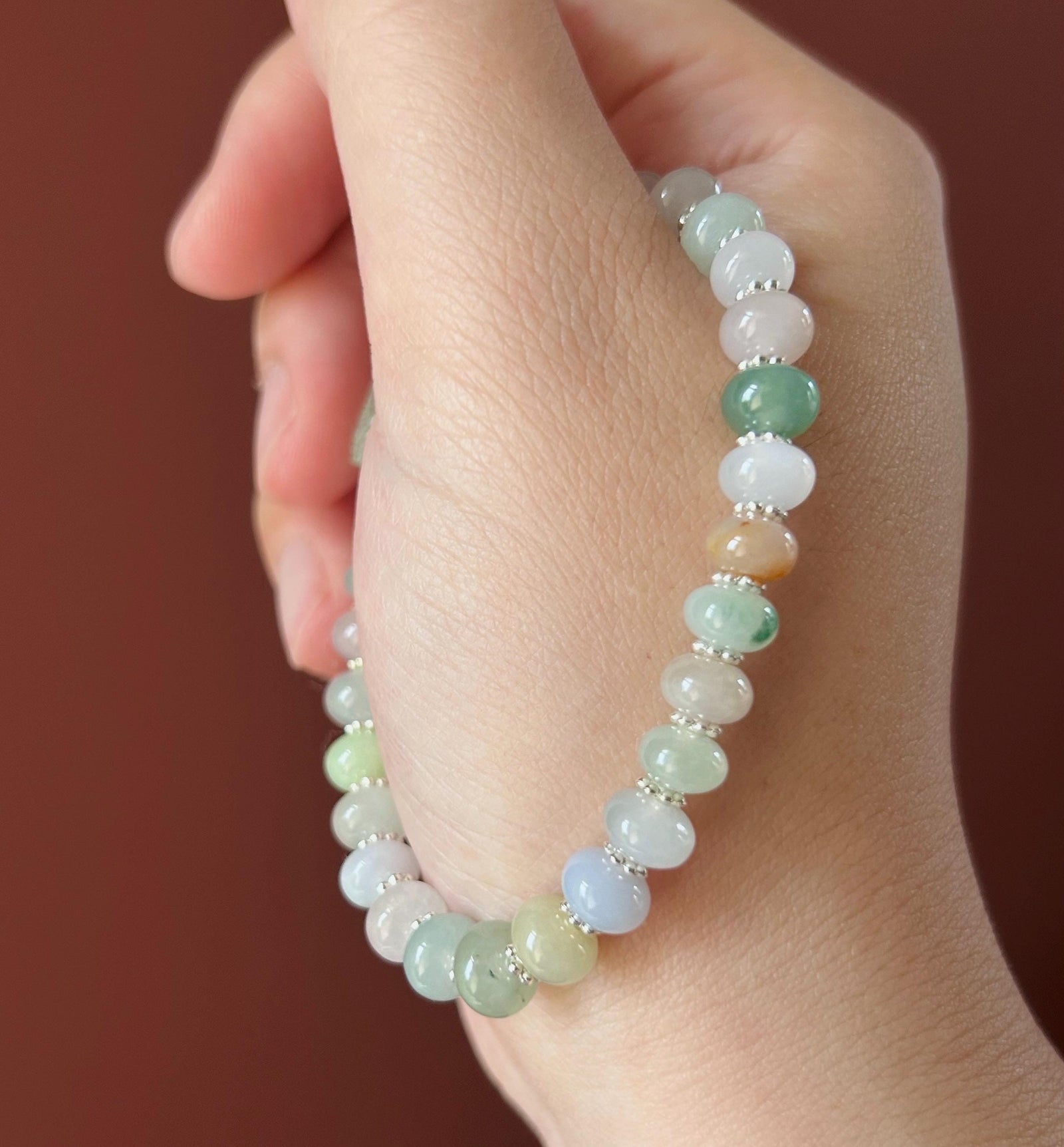 Natural Jadeite Multi-Color Beaded Bracelet | Macaron Style Burmese Type A Icy Translucent Jade | Pixiu Charm with Coin