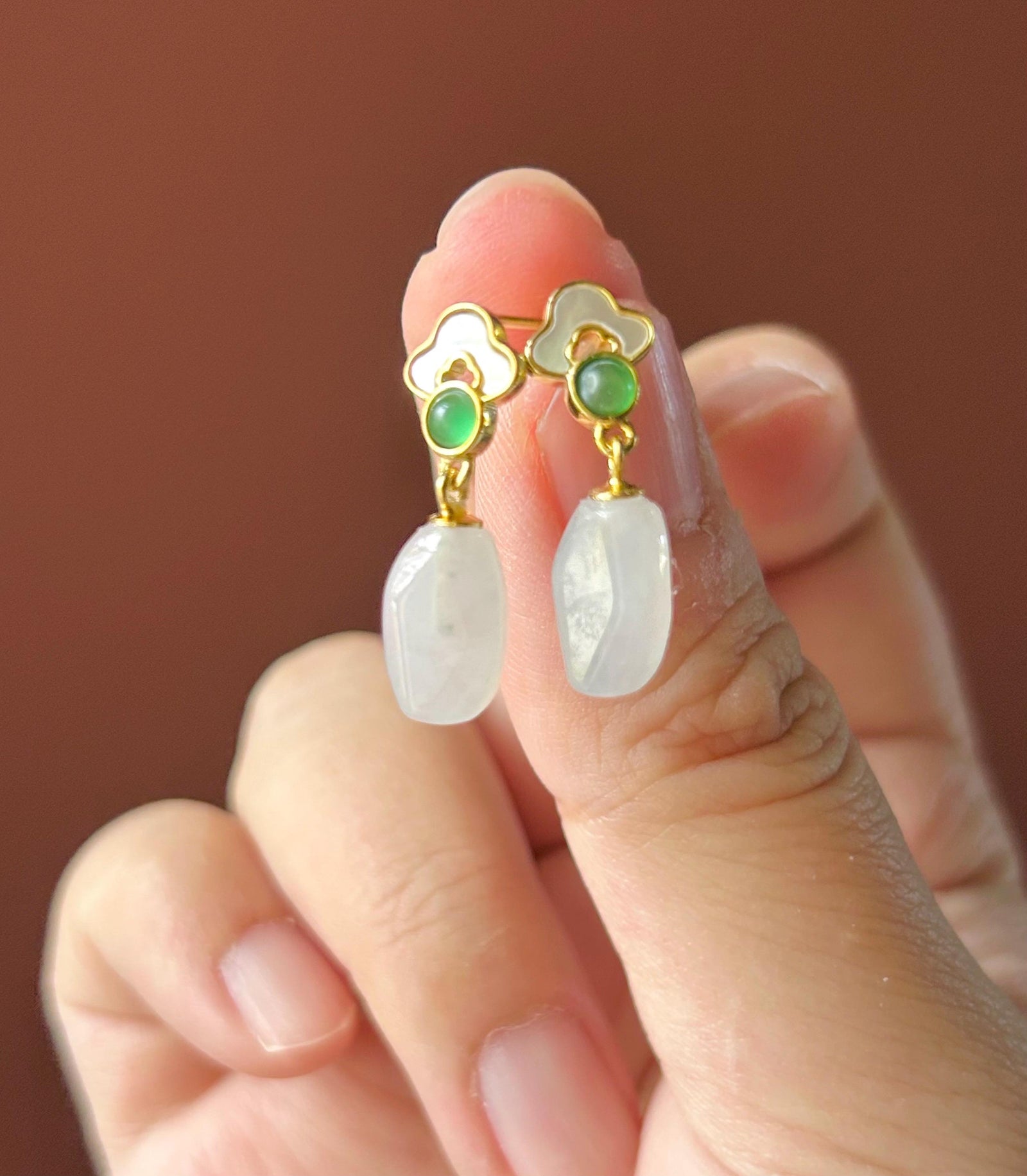 Natural Jadeite Sterling Silver Earrings Untreated Burmese Type A Highly Translucent Icy White Jade