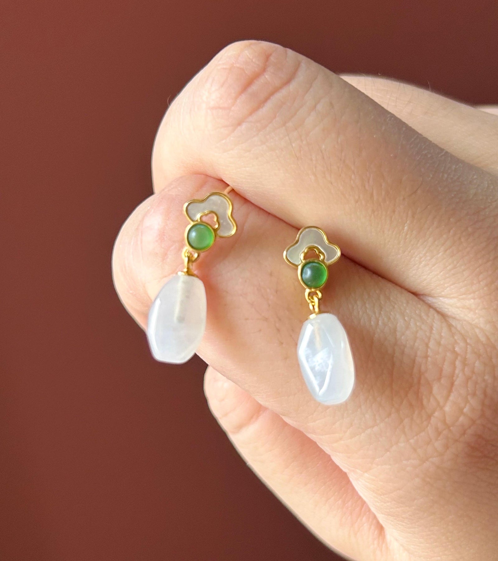 Natural Jadeite Sterling Silver Earrings Untreated Burmese Type A Highly Translucent Icy White Jade