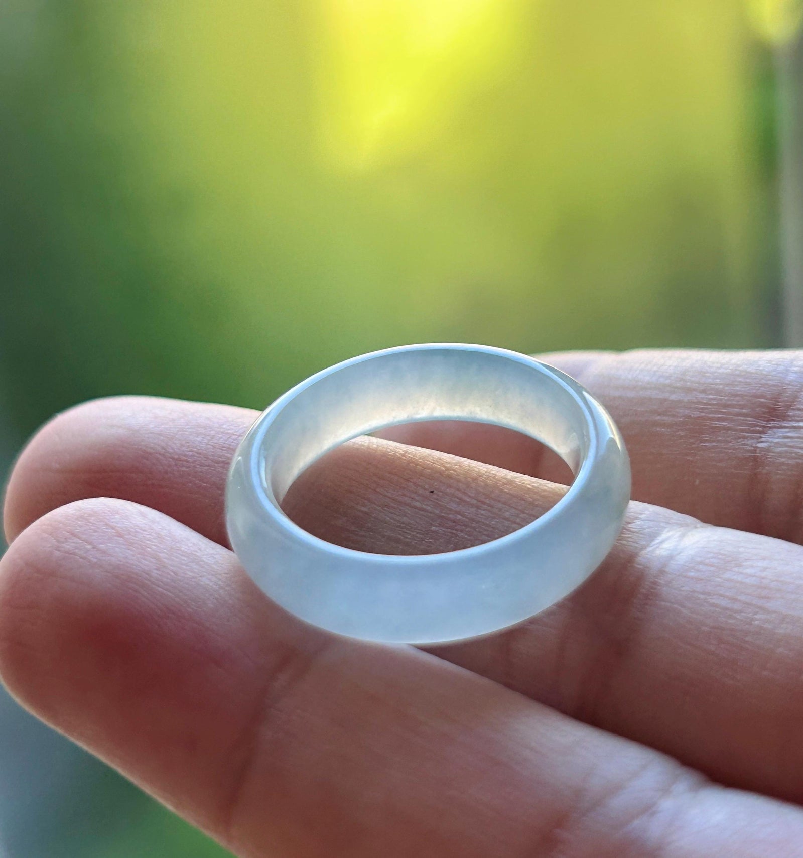 Natural Jadeite Ring Band | Burmese Type A Highly Translucent Icy Light Blue & Lavender | US Size 7.5 | 17.7mm