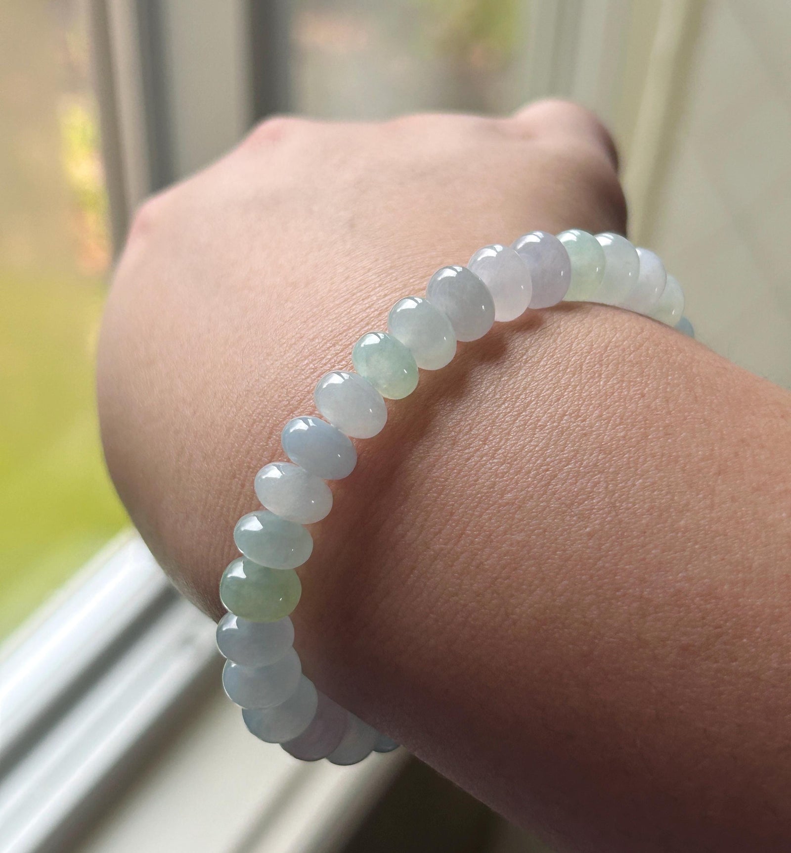 Natural Jade Beaded Bracelet | Burmese Type A Highly Translucent Icy Spring Macaron Multicolor Jadeite 9mm