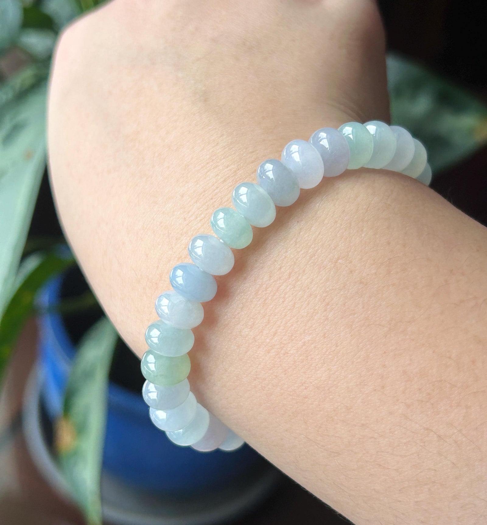 Natural Jade Beaded Bracelet | Burmese Type A Highly Translucent Icy Spring Macaron Multicolor Jadeite 9mm
