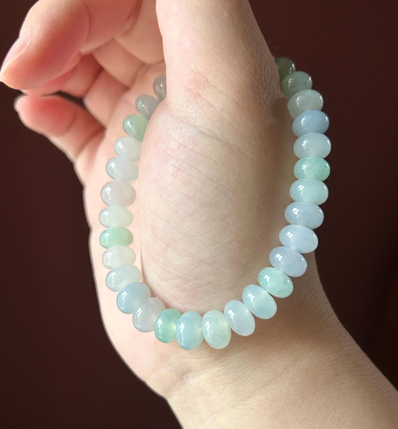 Natural Jade Beaded Bracelet | Burmese Type A Highly Translucent Icy Spring Macaron Multicolor Jadeite 9mm
