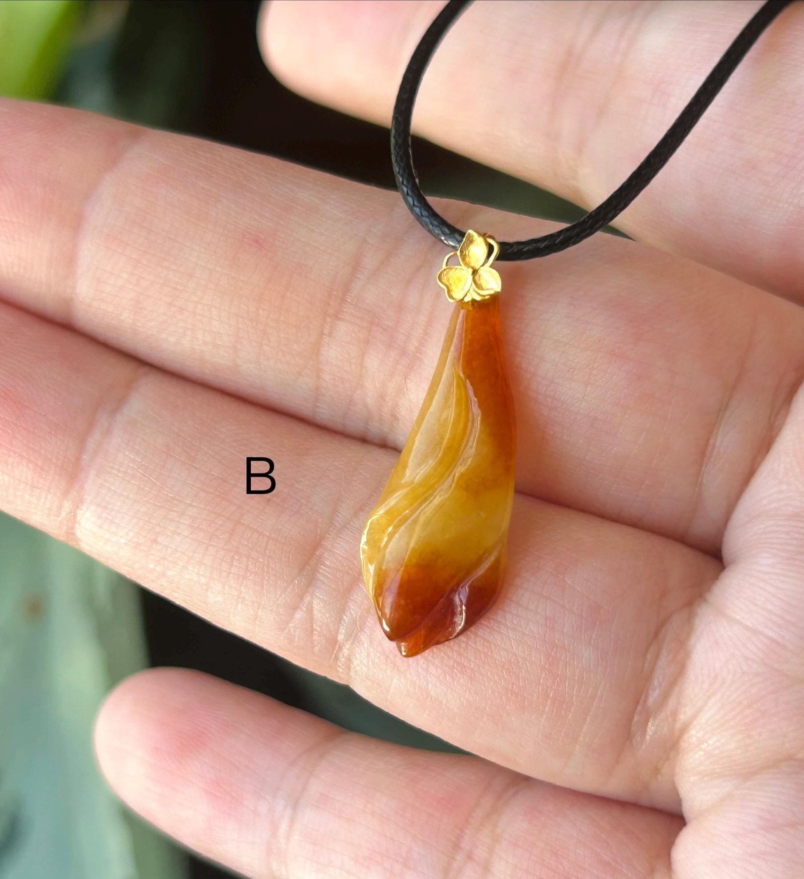 Natural Jadeite Magnolia Pendant | Burmese Type A Highly Translucent Icy Unheated Red Jade, 18k Solid Gold Bail