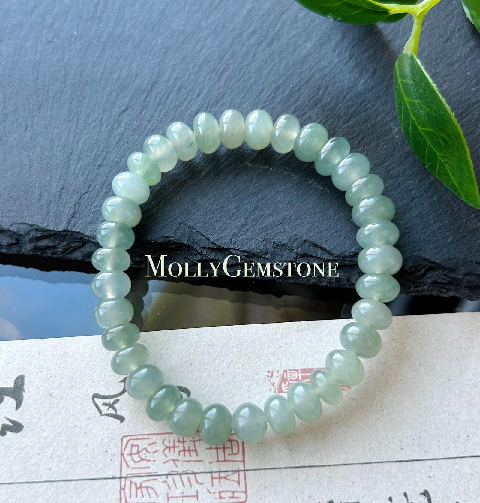 Natural Jade Beaded Bracelet | Burmese Type A Highly Translucent Icy Clear-Water Green Jadeite 8mm