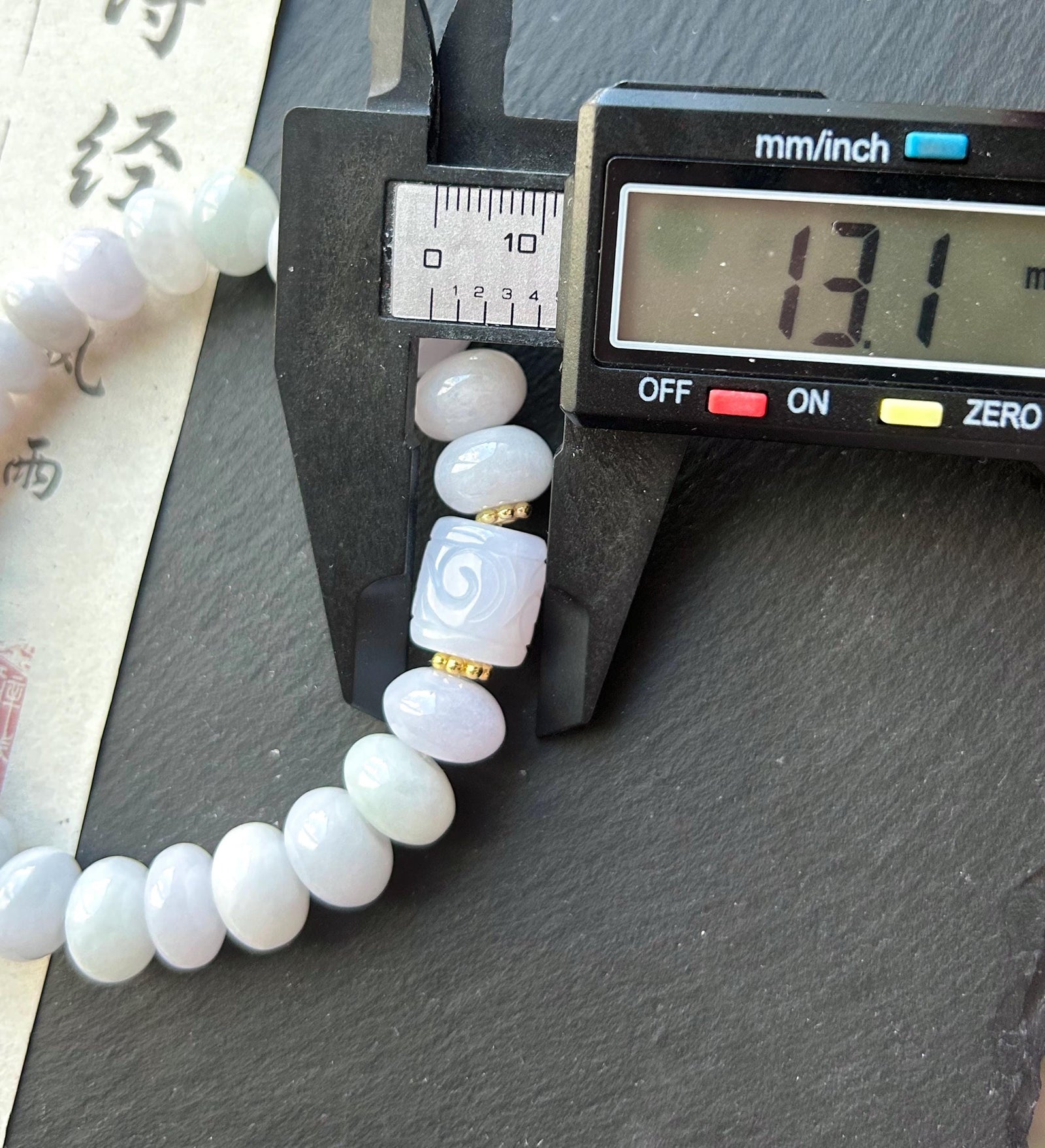 Natural Jadeite Beaded Bracelet | Burmese Type A Icy Glutinous Pale Pinkish Lavender Jade 10-13mm, Carved Cloud Barrel Bead