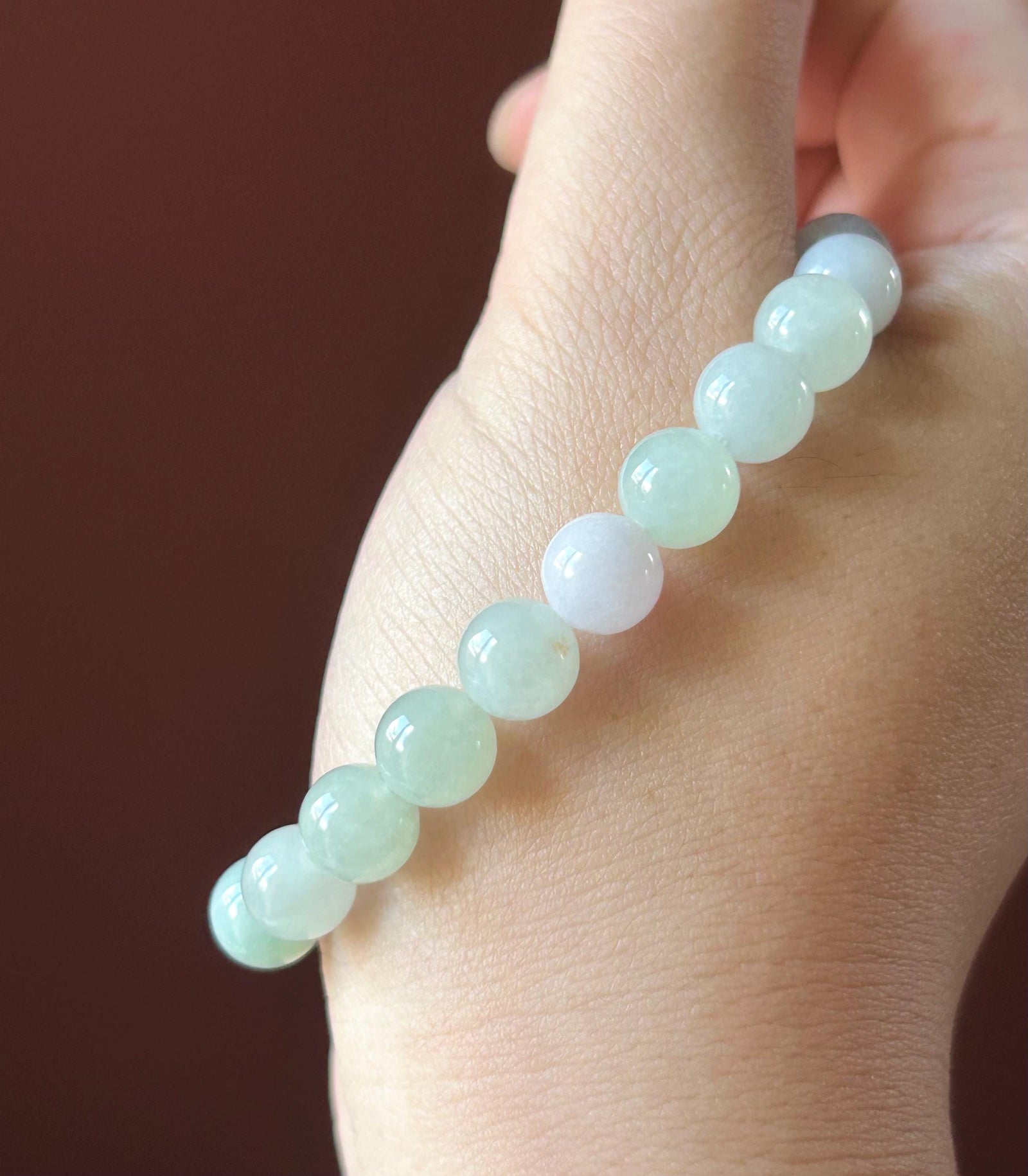 Natural Jadeite Beaded Bracelet – Burmese Type A Icy Translucent Pastel Lavender Purple & Light Green Jade, Laughing Buddha Focal, 8.5mm