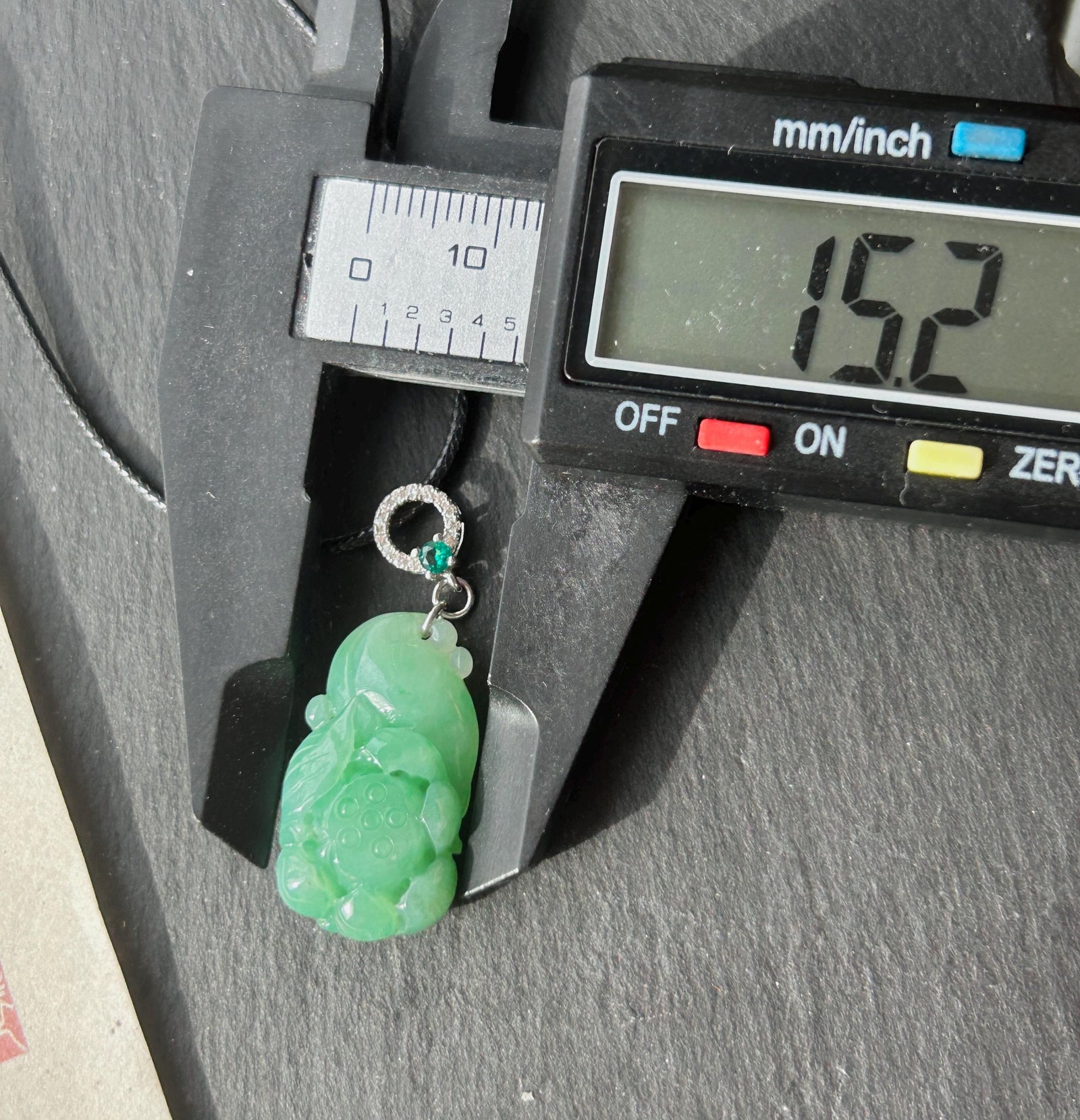 Certified Natural Jade Lotus Pendant | Burmese Type A Translucent Icy Vivid Apple Green Jadeite, 925 Sterling Silver, Double-sided Carving