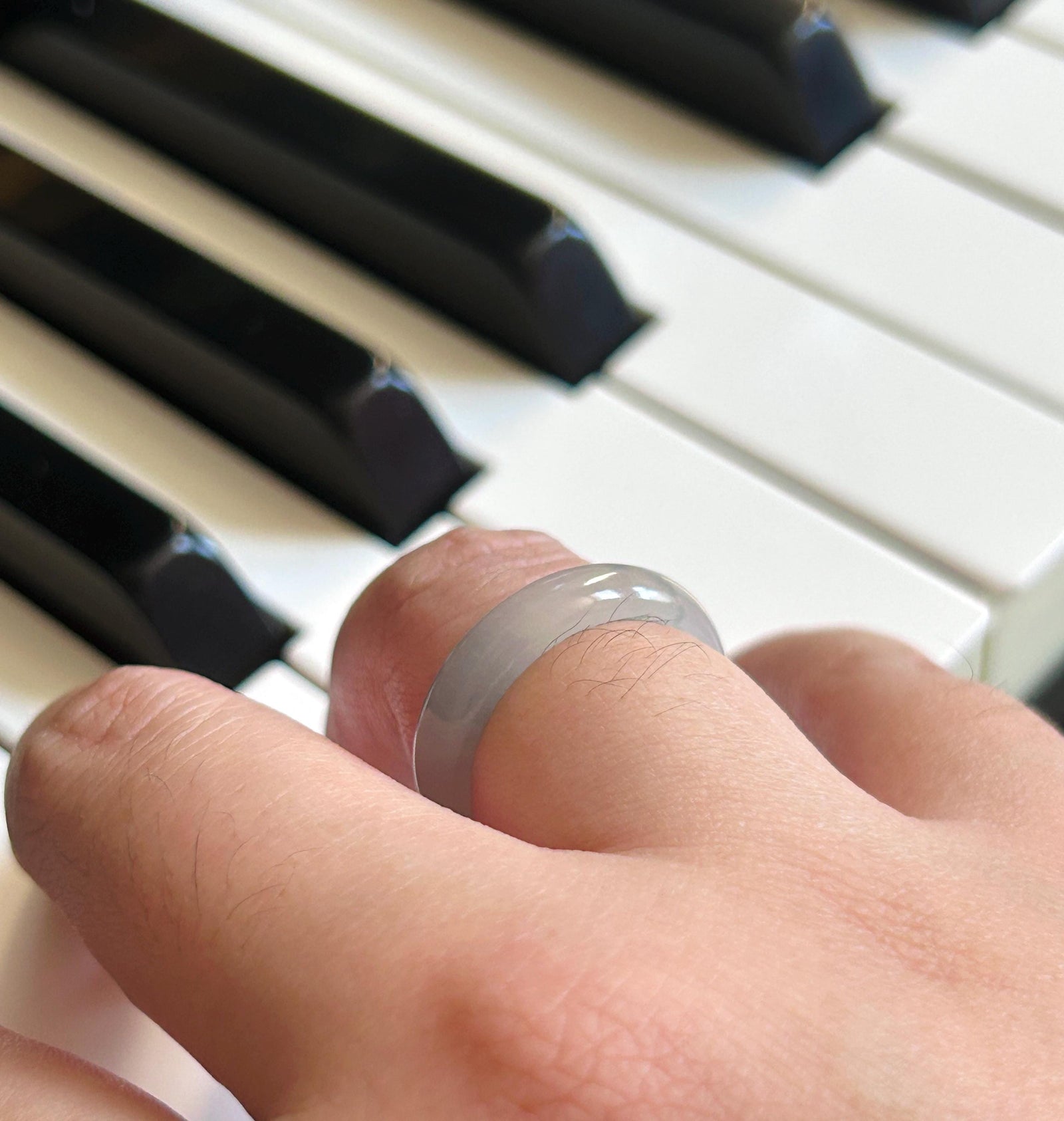 Natural Jadeite Ring Band | Burmese Type A Highly Translucent Icy Light Blue & Lavender | US Size 7.5 | 17.7mm