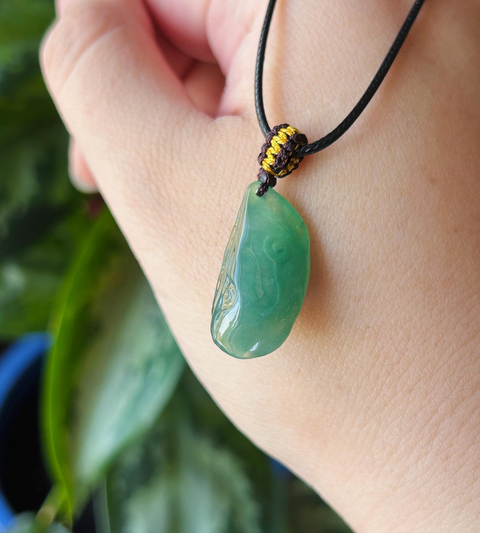 Natural Jade Freeform Pendant | RARE Burmese Type A Highly Translucent Icy Bluish Green, Blue Water Jadeite
