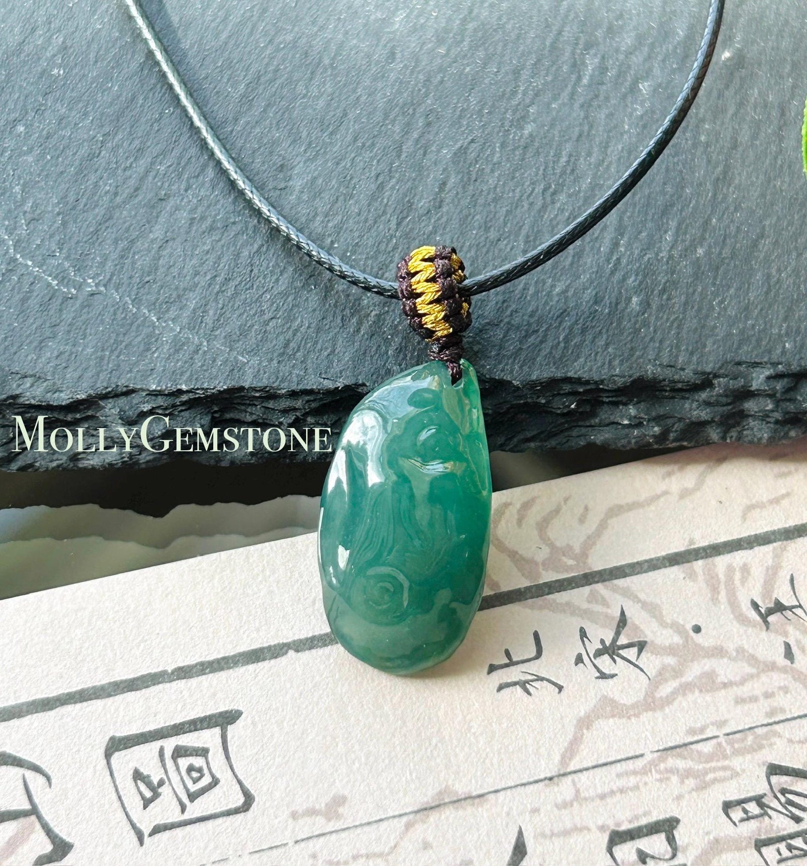 Natural Jade Freeform Pendant | RARE Burmese Type A Highly Translucent Icy Bluish Green, Blue Water Jadeite