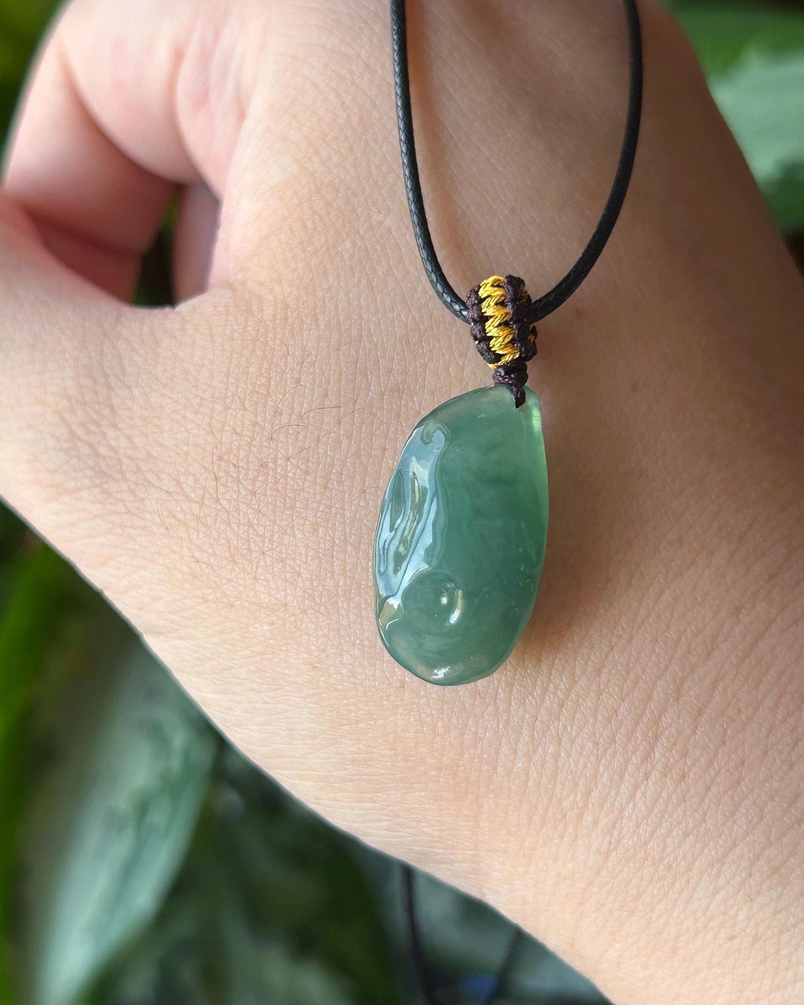 Natural Jade Freeform Pendant | RARE Burmese Type A Highly Translucent Icy Bluish Green, Blue Water Jadeite