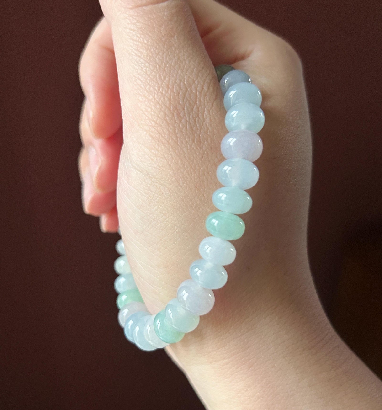 Natural Jade Beaded Bracelet | Burmese Type A Highly Translucent Icy Spring Macaron Multicolor Jadeite 9mm