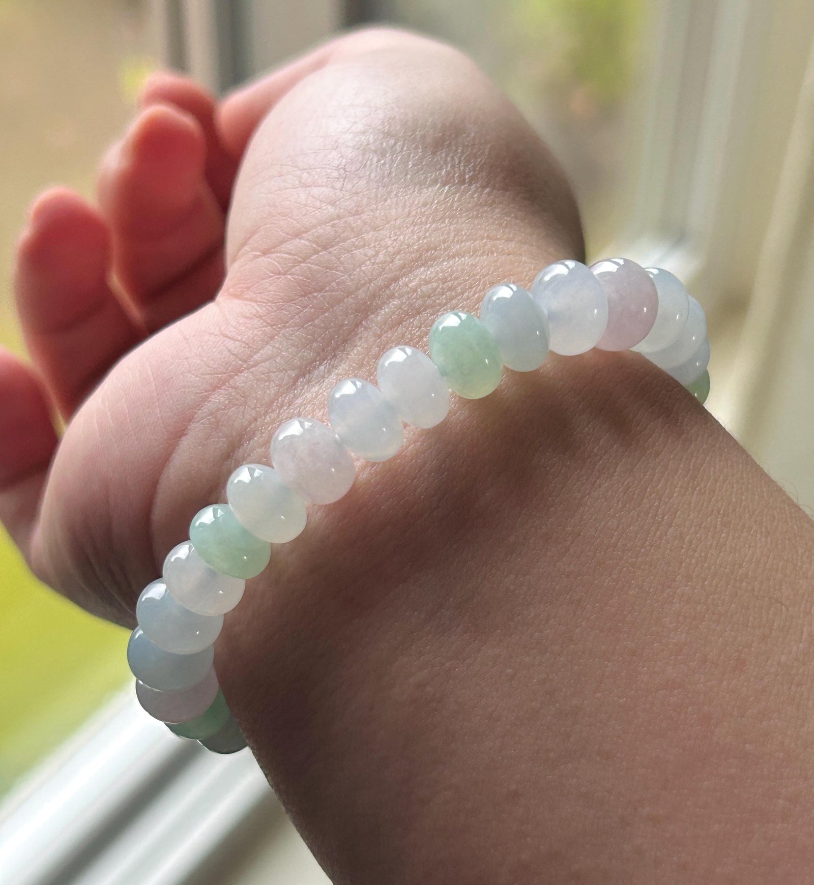 Natural Jade Beaded Bracelet | Burmese Type A Highly Translucent Icy Spring Macaron Multicolor Jadeite 9mm