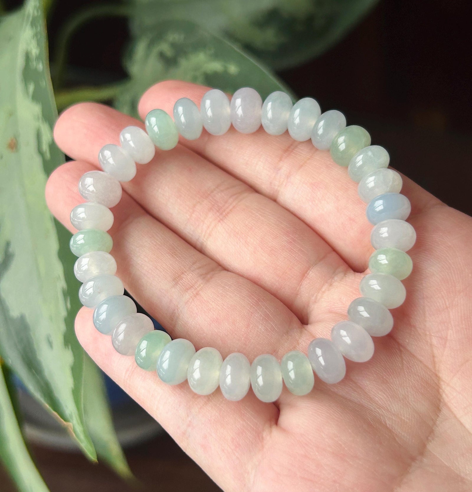 Natural Jade Beaded Bracelet | Burmese Type A Highly Translucent Icy Spring Macaron Multicolor Jadeite 9mm