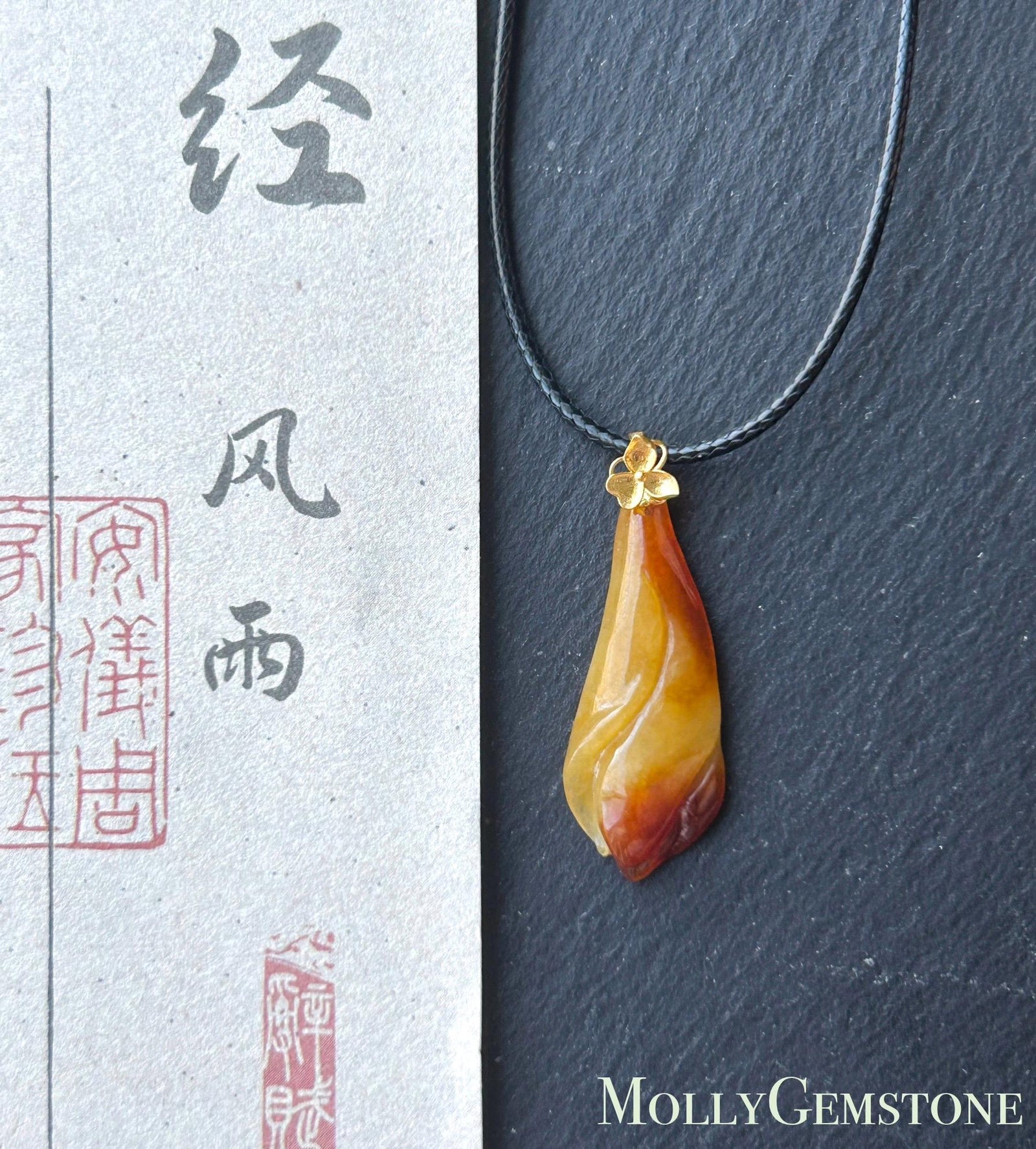 Natural Jadeite Magnolia Pendant | Burmese Type A Highly Translucent Icy Unheated Red Jade, 18k Solid Gold Bail