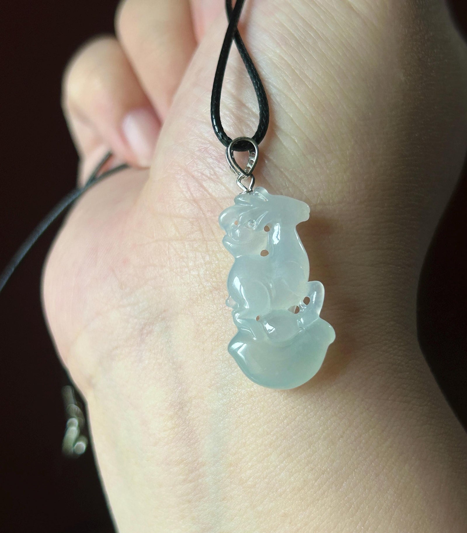 Natural Jade Deer & Ingot Pendant | Burmese Type A Highly Translucent Icy Light Blue and Pale Green Jadeite, 925 Sterling Silver