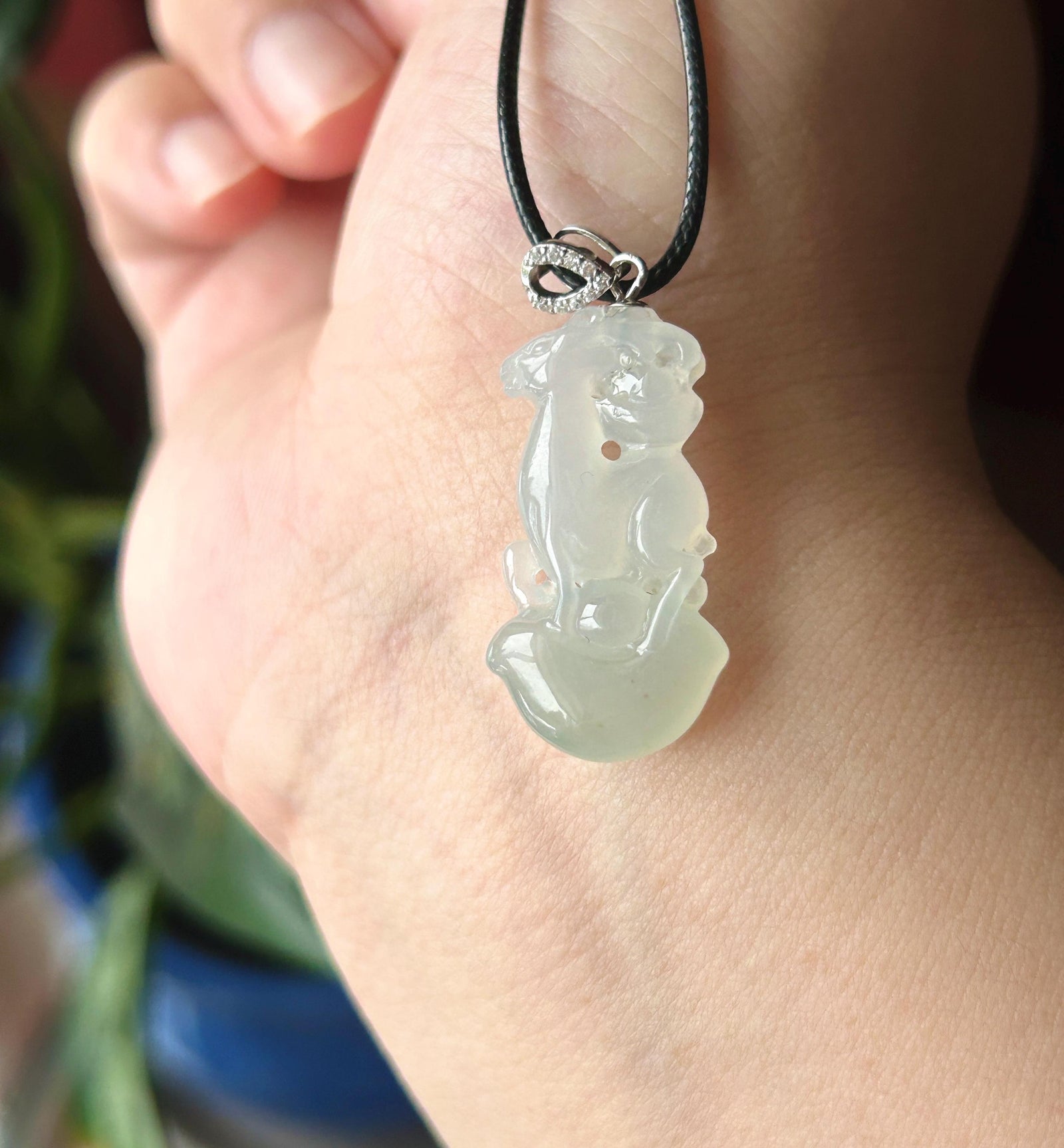 Natural Jade Deer & Ingot Pendant | Burmese Type A Highly Translucent Icy Light Blue and Pale Green Jadeite, 925 Sterling Silver