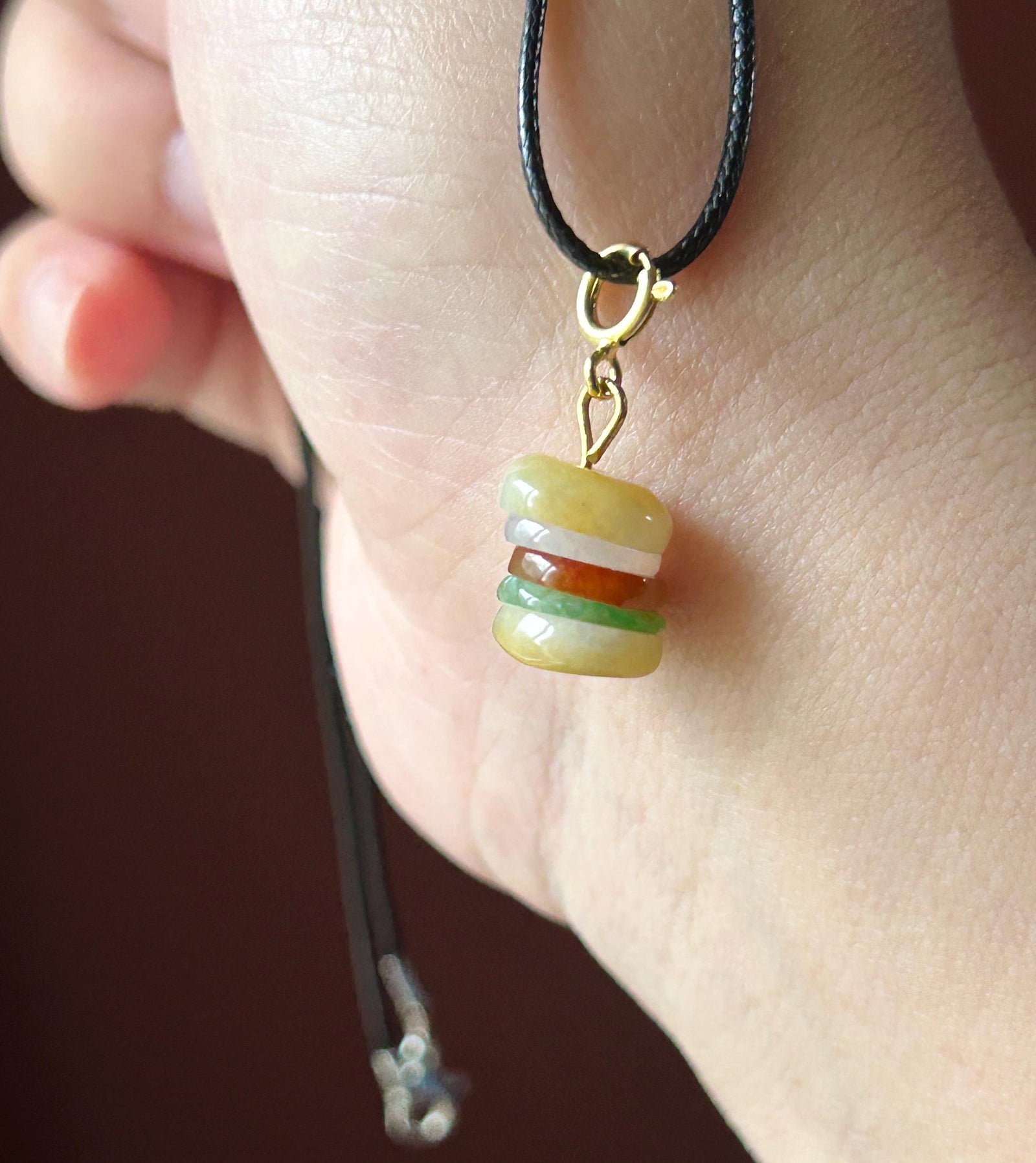 Natural Jadeite Hamburger Bracelet Charm/Petite Pendant Burmese Type A Icy Translucent Multicolor Jade Sterling Silver