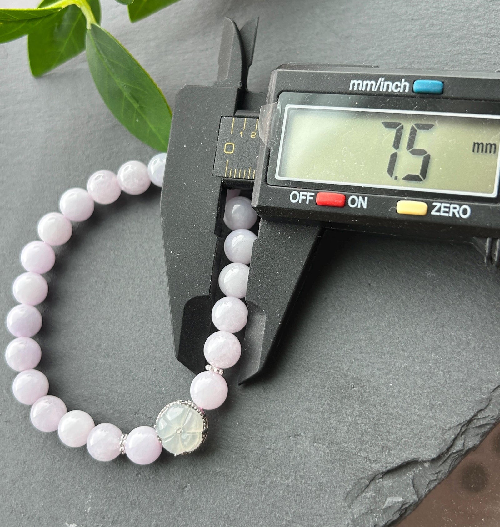 Natural Jadeite Beaded Bracelet Burmese Type A Icy Translucent Pink Lavender Jade 7.6mm | 925 Sterling Silver