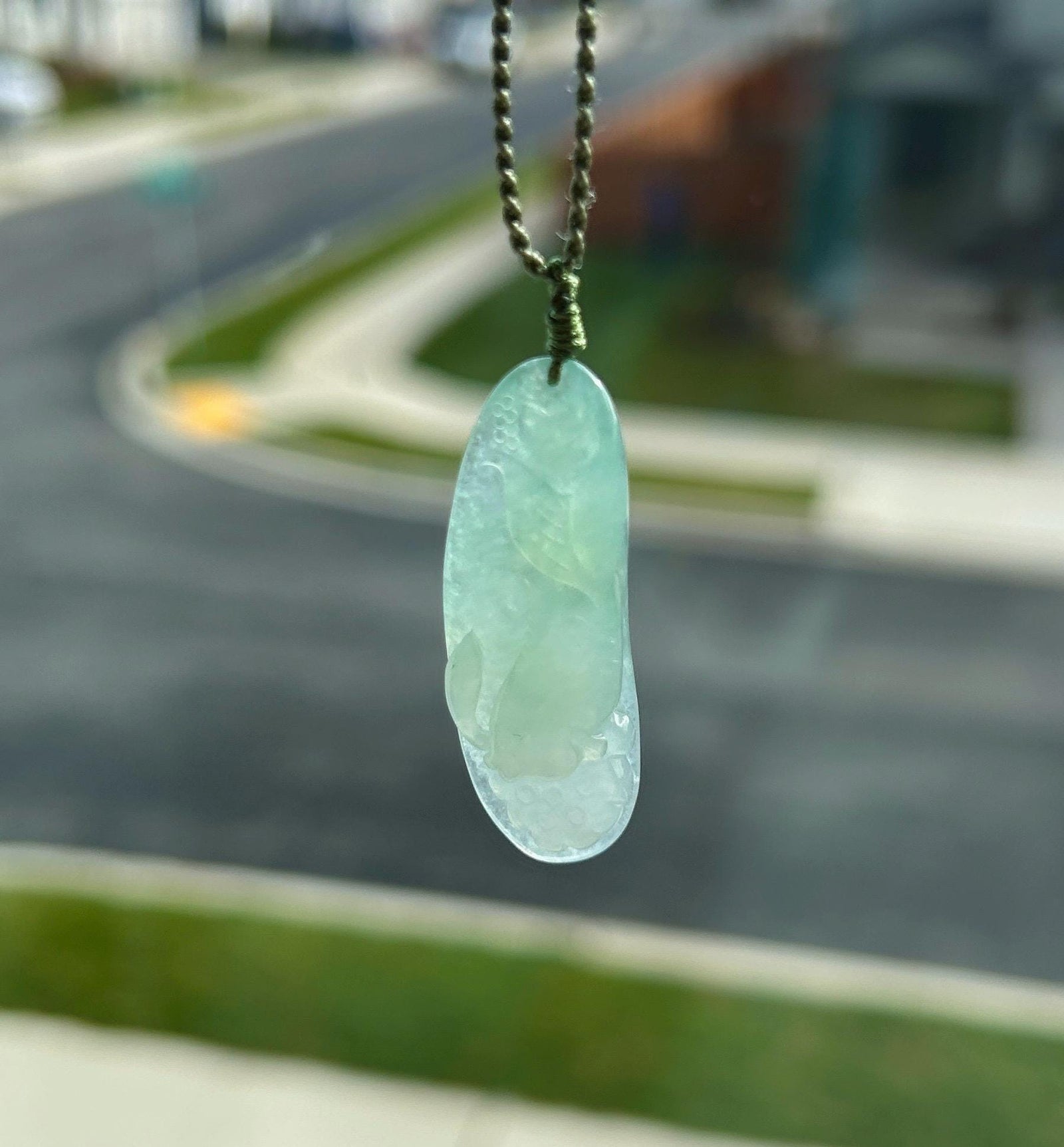 Natural Jadeite Fish & Lotus Pendant Handwoven Necklace | Authentic Burmese Type A Icy Translucent Light Sweet Apple Green Jade