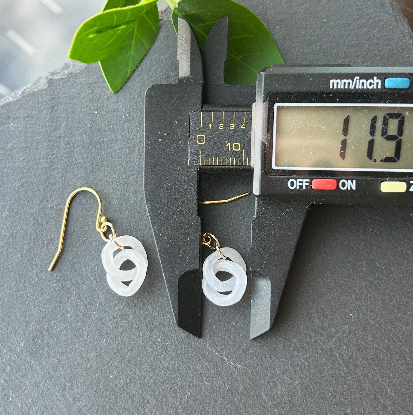 Natural Jadeite Interlocking Ring Earrings: Burmese Type A Untreated Icy Translucent White Jade, 18k Gold Vermeil Hooks| Minimalist Jewelry