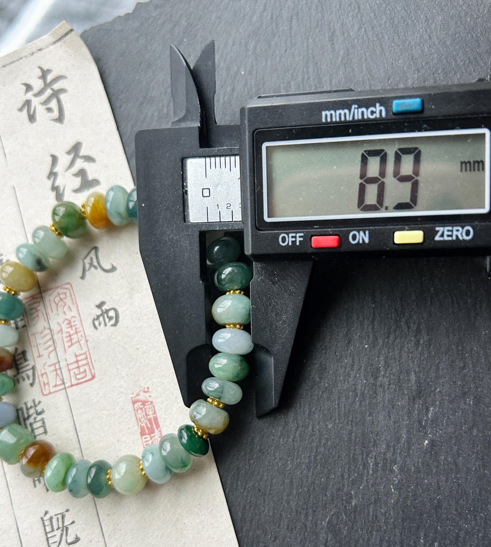 Natural Jadeite Beaded Bracelet Burmese Type A Translucent Icy Earthy Multicolor Floral Jade 8.5mm