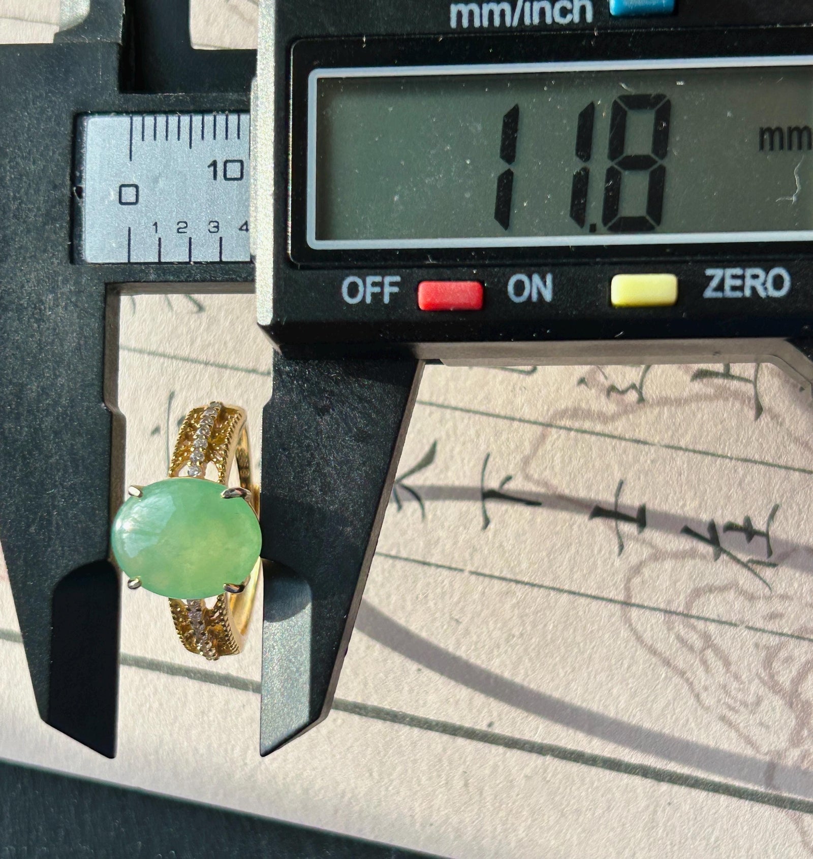 Certified Natural Jadeite Ring Mother’s Day Gift Burmese Type A Large fine glutinous Bright Apple Green Jade 12x10mm| 18k Gold Vermeil