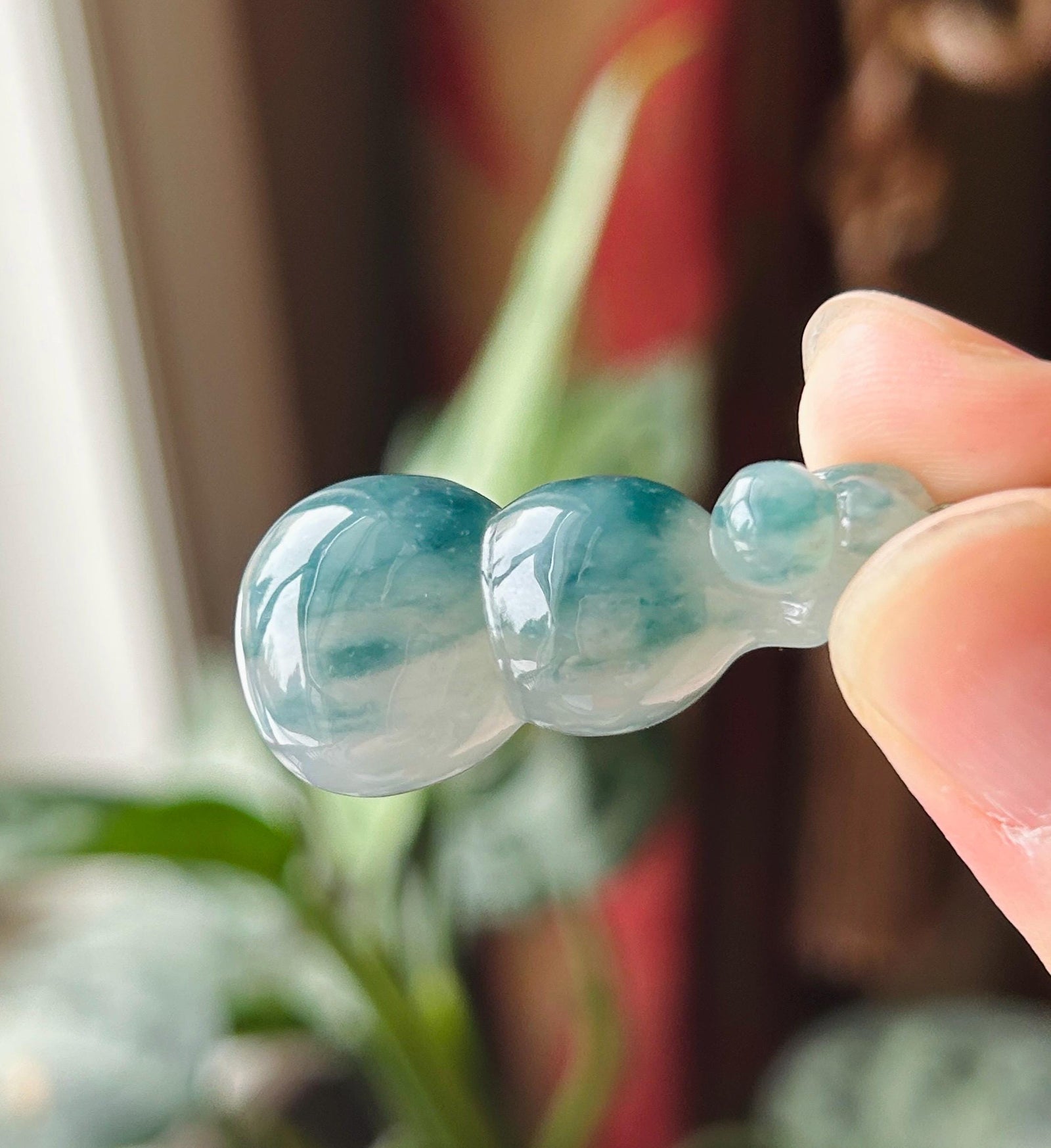Certified Natural Jade Hulu Pendant Handwoven Necklace| Burmese Type A Highly Translucent Icy Denim Blue Jadeite