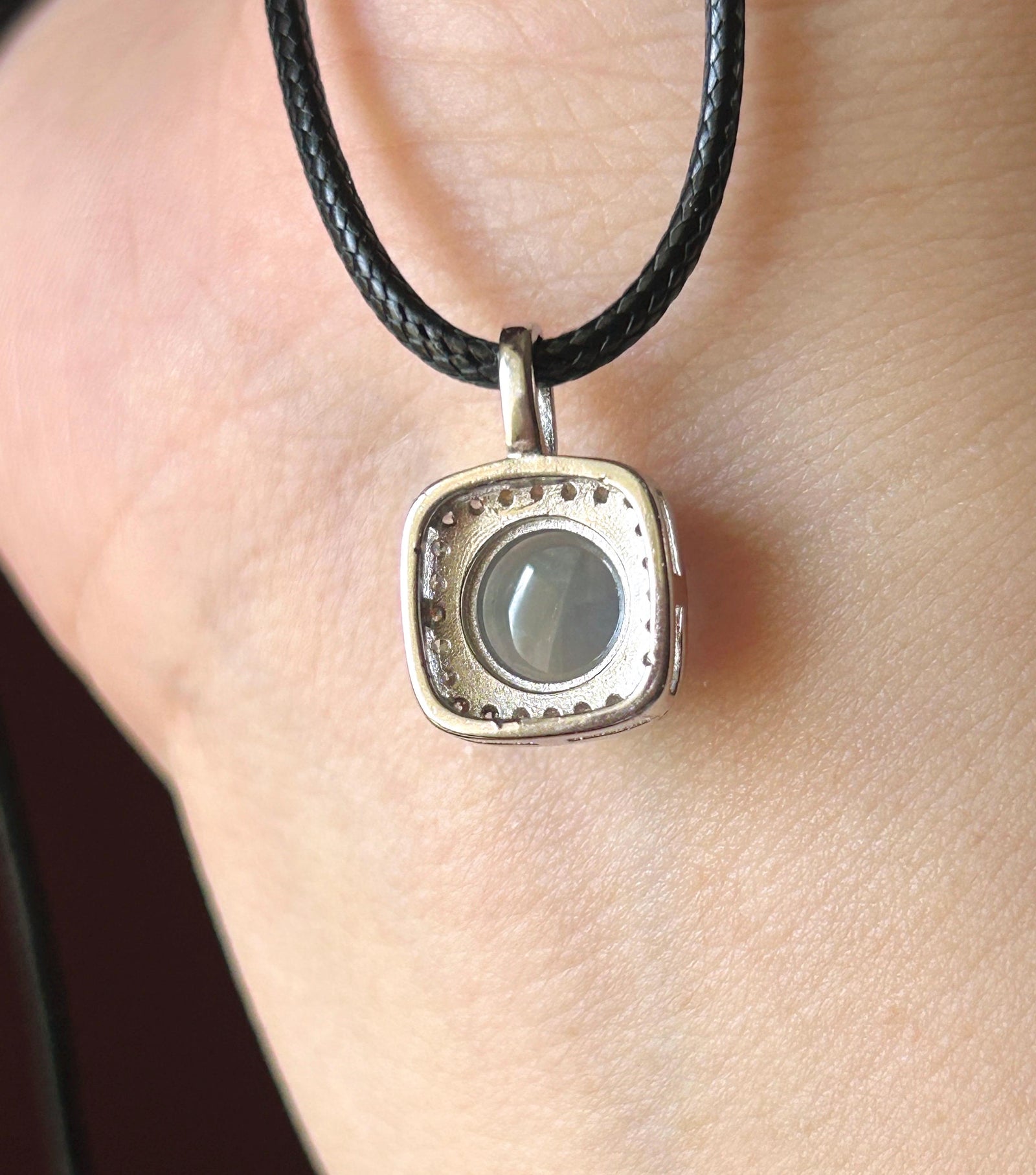 Natural Jadeite Cabochon Pendant Minimalist Jewelry Burmese Type A Highly Translucent Icy Blue Lavender Jade, 925 Sterling Silver