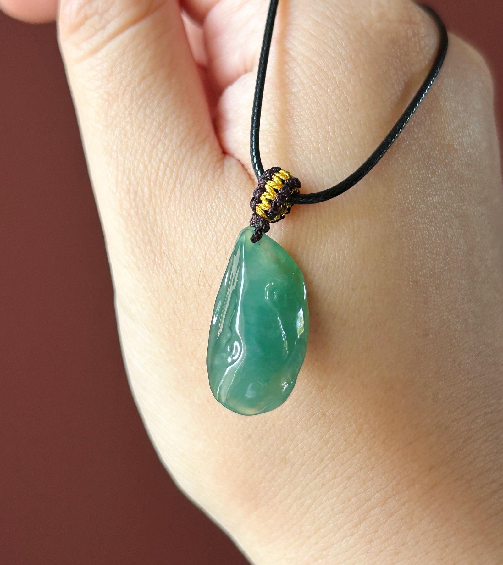 Natural Jade Freeform Pendant | RARE Burmese Type A Highly Translucent Icy Bluish Green, Blue Water Jadeite