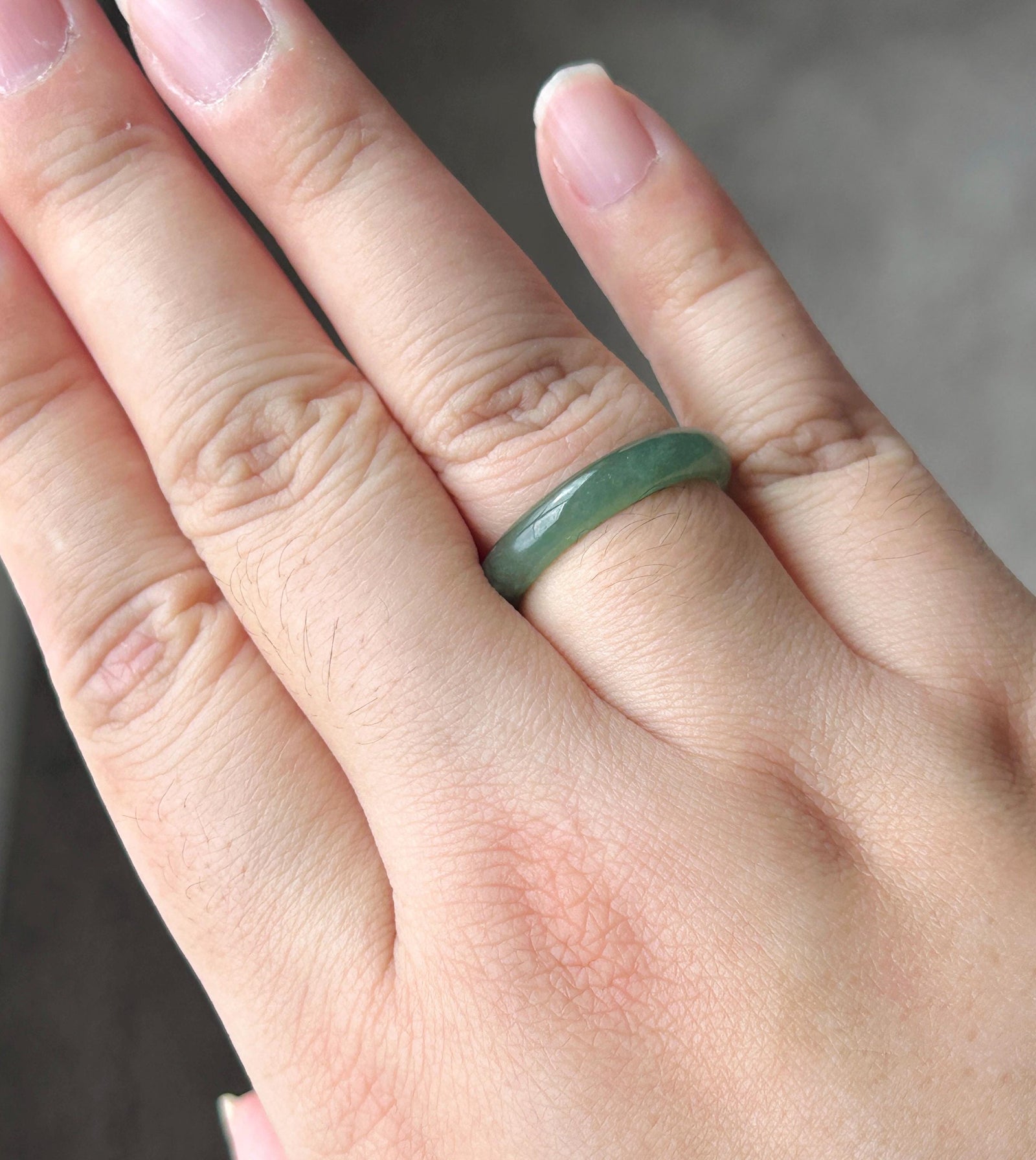 Natural Jadeite Ring Band | Guatemalan Type A Highly Translucent Icy Dark Green Jade | US Size 8 | 18.2mm| Mother’s Day Gift