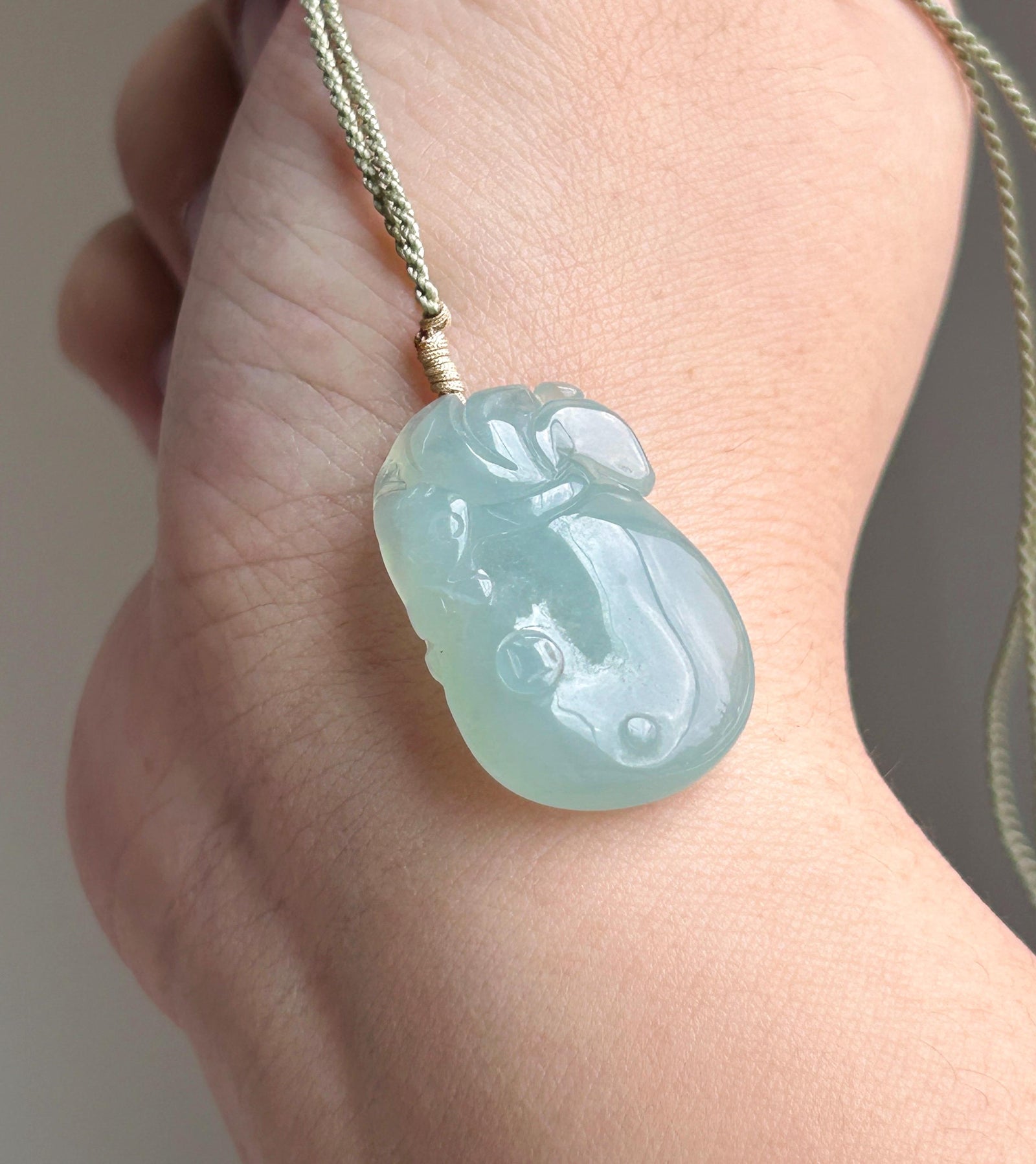 Certified Natural Jadeite Fortune Pouch Pendant Handwoven Necklace Burmese Type A Highly Translucent Icy Blue Jade 30 x 20 x 8mm