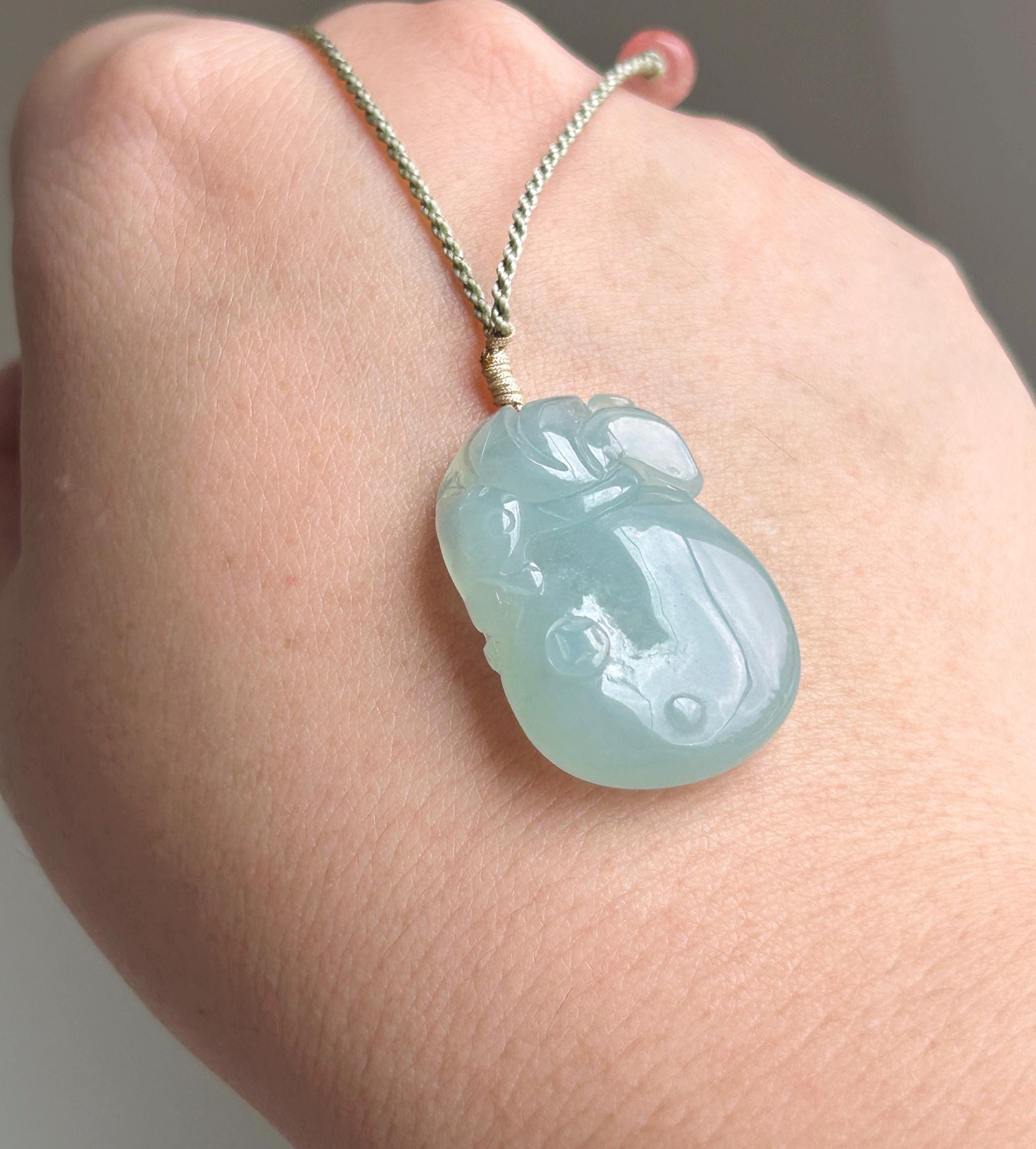 Certified Natural Jadeite Fortune Pouch Pendant Handwoven Necklace Burmese Type A Highly Translucent Icy Blue Jade 30 x 20 x 8mm