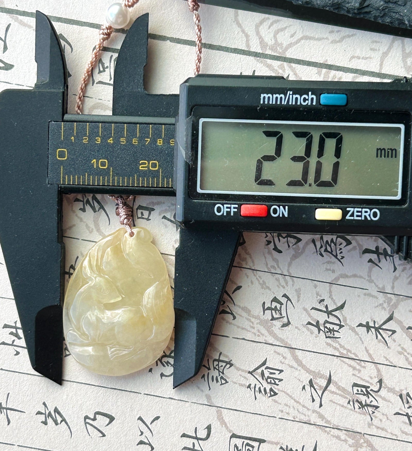 Certified Natural Jadeite Nine-Tail-Fox Pendant Handwoven Necklace Burmese Type A Icy Translucent Honey Yellow Jade 30 x 23 x 6mm