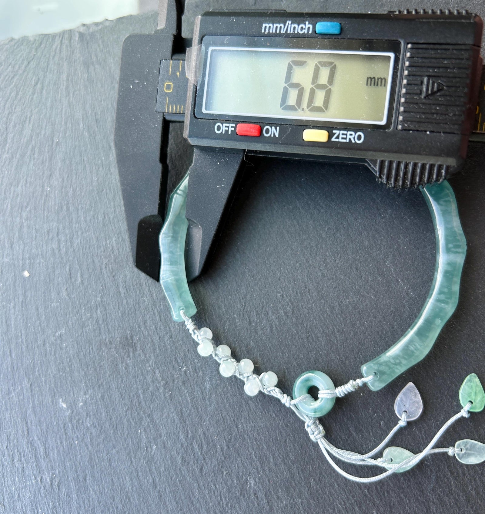Natural Jadeite Bamboo Half Bangle Bracelet Adjustable 55–61mm Type A Highly Translucent Icy Blue Jade Handwoven Cord Minimalist Zen Style