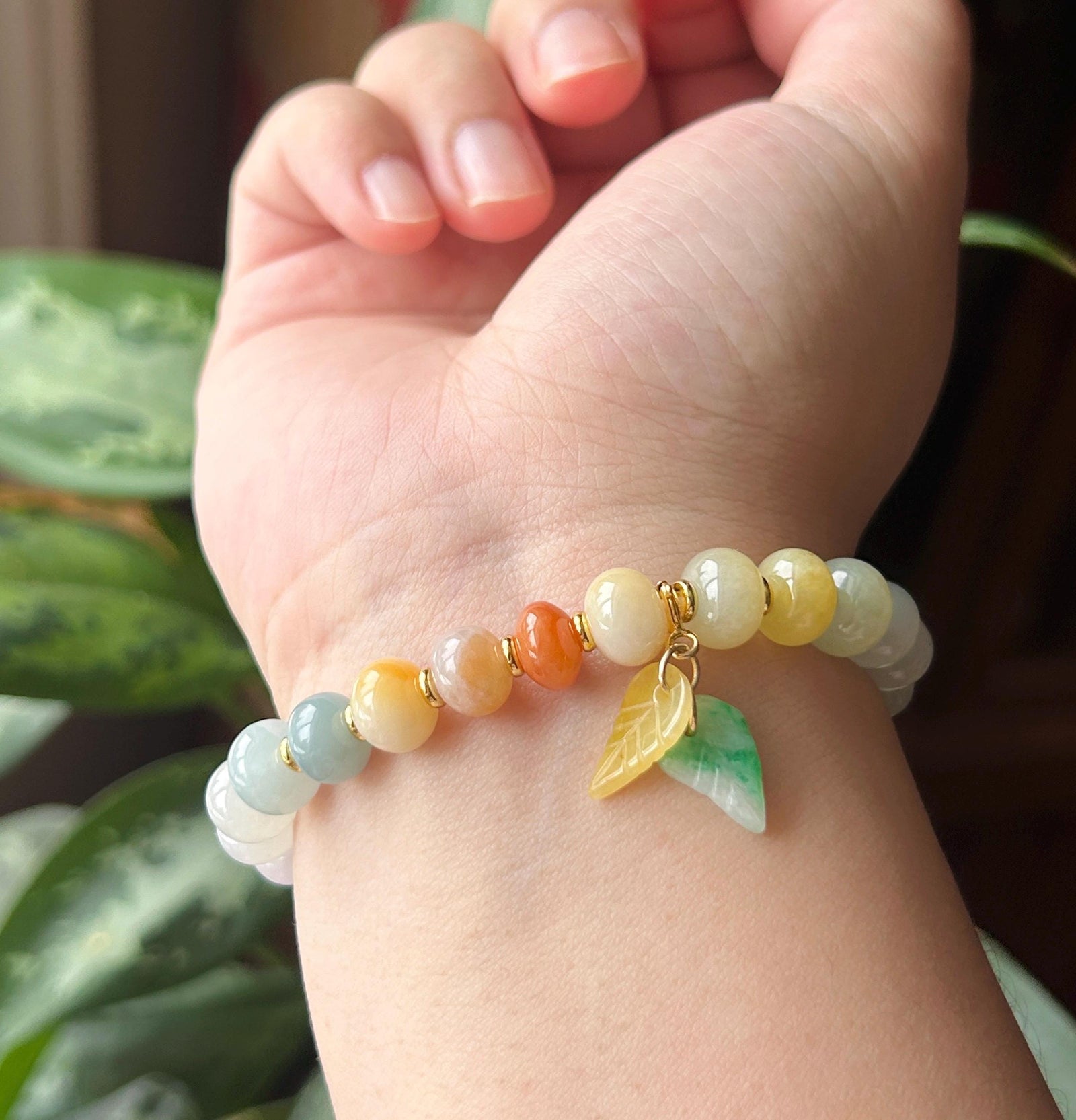 Natural Jadeite Beaded Gradient Bracelet – Burmese Type A Highly Translucent Icy Vibrant Rainbow Multicolor Jade, 9+mm