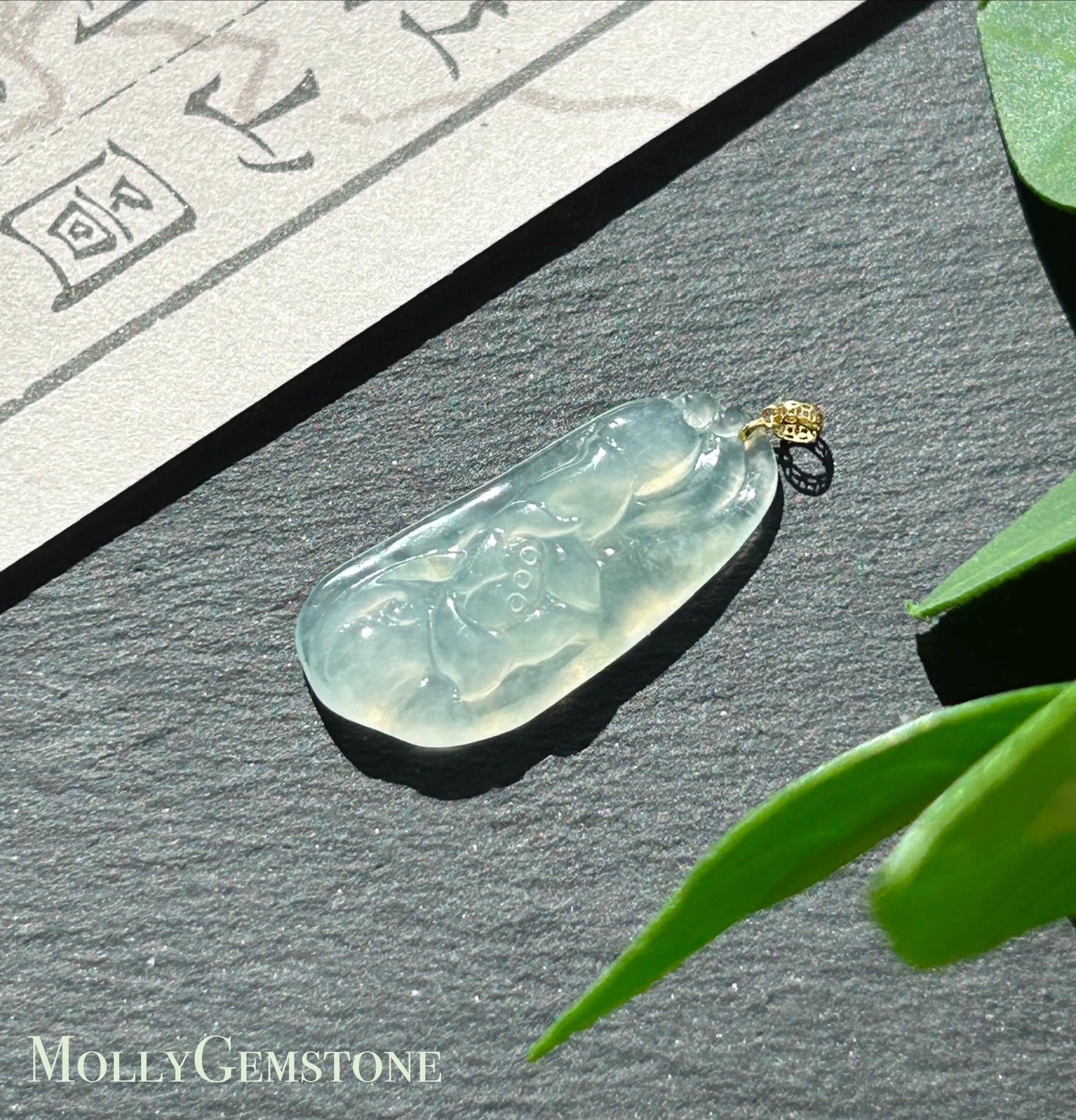 Certified Natural Jadeite Lotus Pendant Minimalist Jewelry Burmese Type A Highly Translucent Icy Light Green Jade, 18k Gold Bail