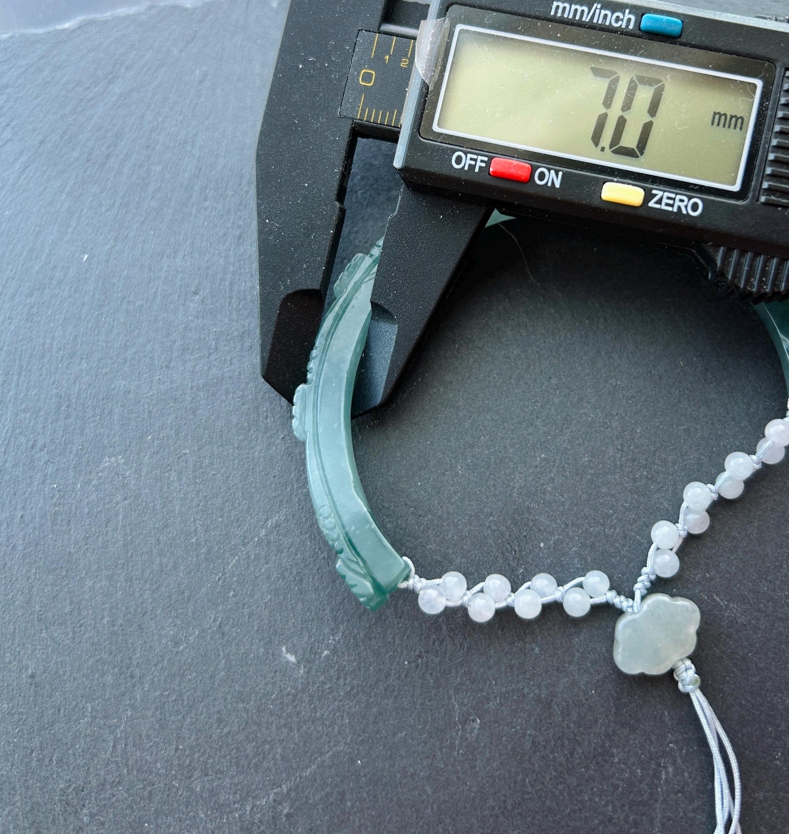 Natural Jadeite Half Bangle Bracelet, Type A Icy Blue Green Jade, Handmade Adjustable Rope Jewelry, Jade Flowers