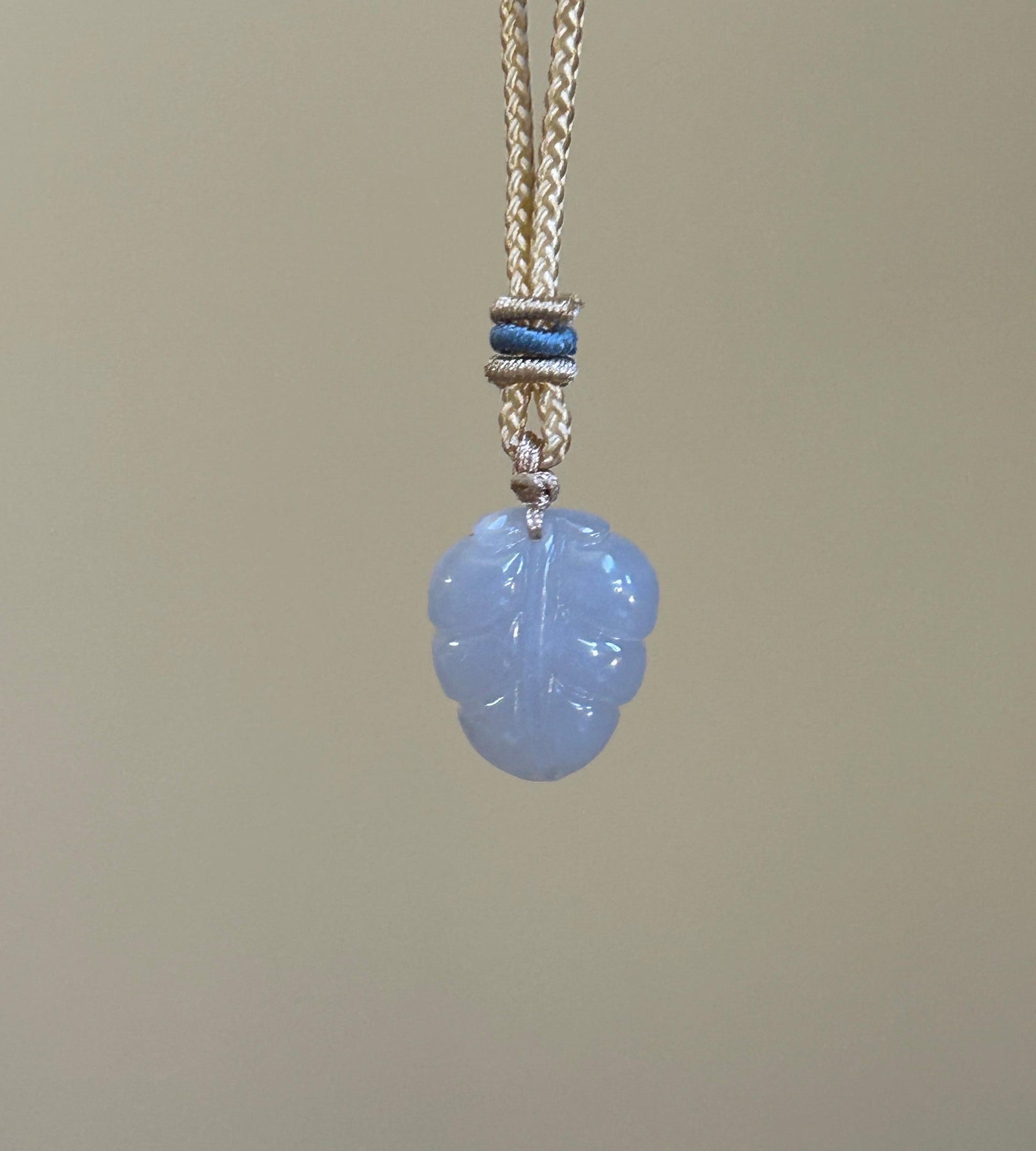 Certified Natural Jadeite Leaf Pendant Minimalist Jewelry Burmese Type A Highly Translucent Icy Lavender Purple Jade, Handwoven Cord