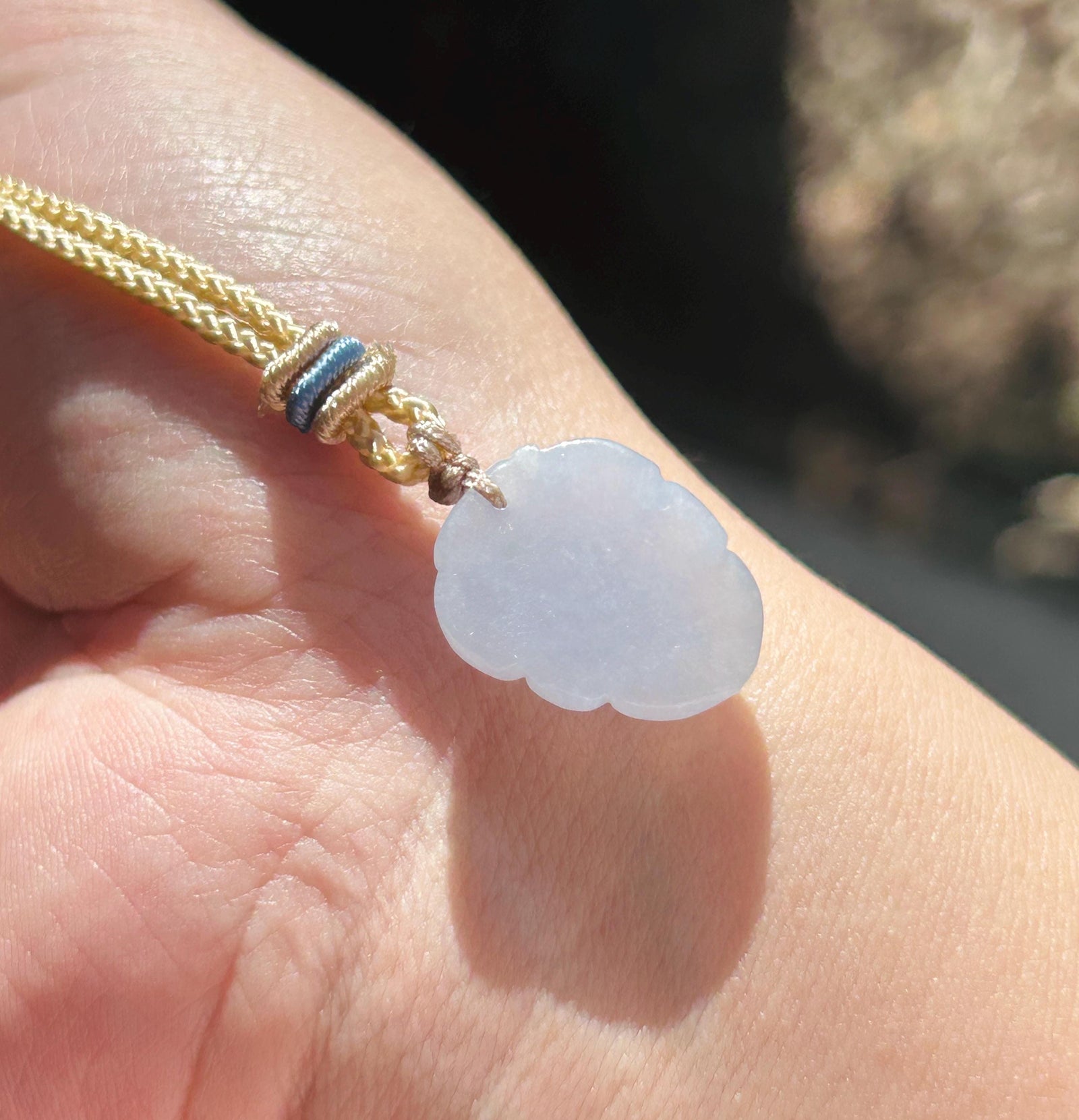 Certified Natural Jadeite Leaf Pendant Minimalist Jewelry Burmese Type A Highly Translucent Icy Lavender Purple Jade, Handwoven Cord
