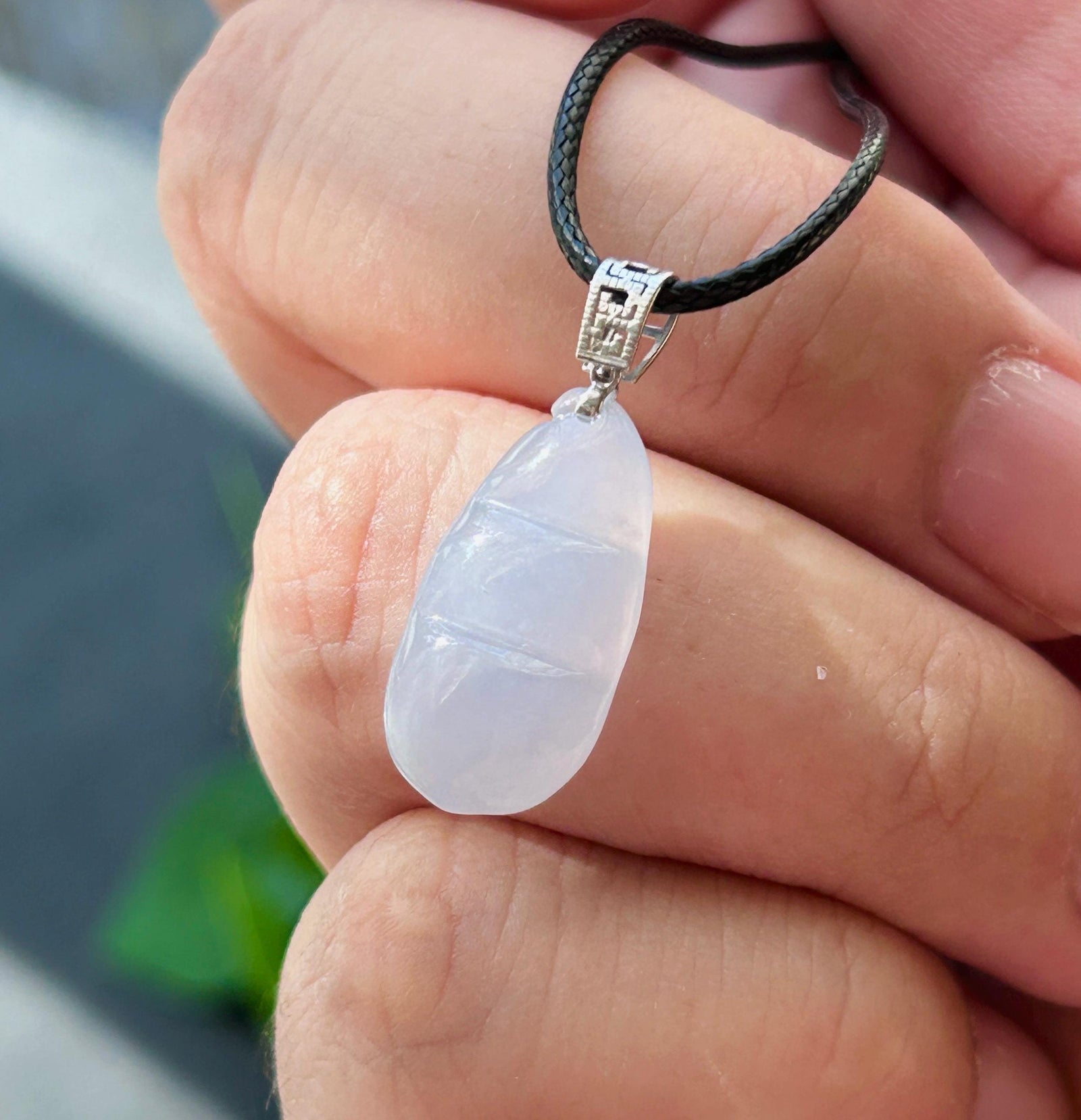 Certified Natural Jadeite Beans Pendant Minimalist Jewelry Burmese Type A Highly Translucent Icy Lavender Purple Jade, 18k Solid Gold Bail
