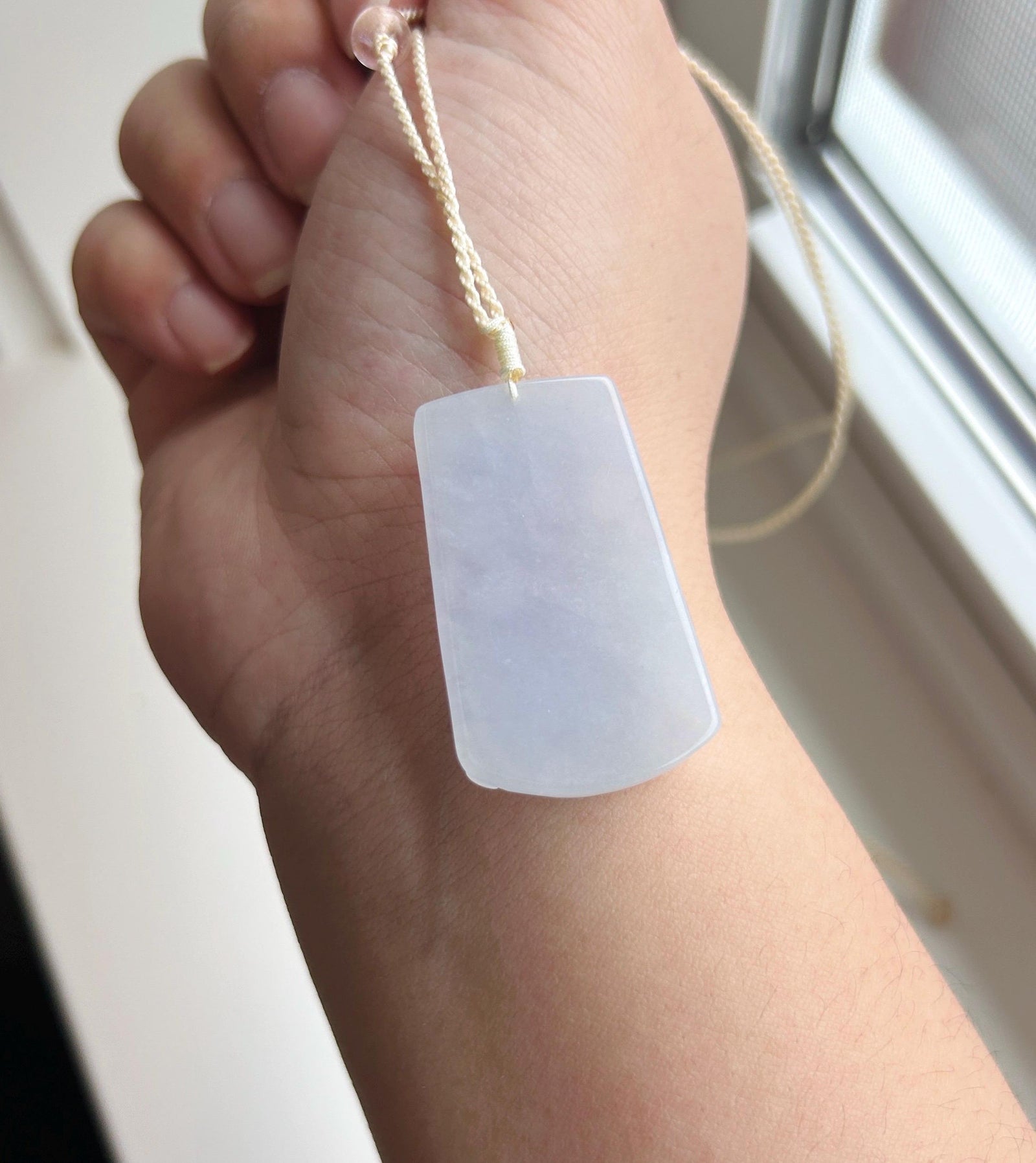 Certified Natural Jadeite Nine-Tail-Fox Pendant Handwoven Necklace Burmese Type A Icy Translucent Lavender Jade 38 x 23.6 x 6mm