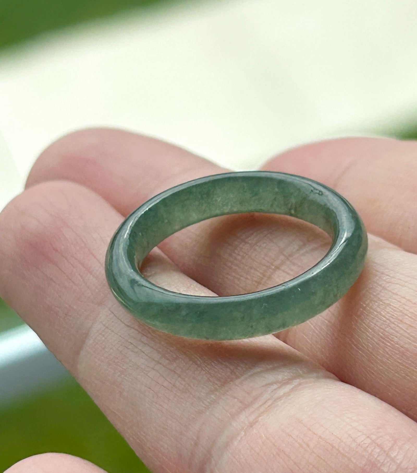 Natural Jadeite Ring Band | Guatemalan Type A Highly Translucent Icy Dark Green Jade | US Size 8 | 18.2mm| Mother’s Day Gift