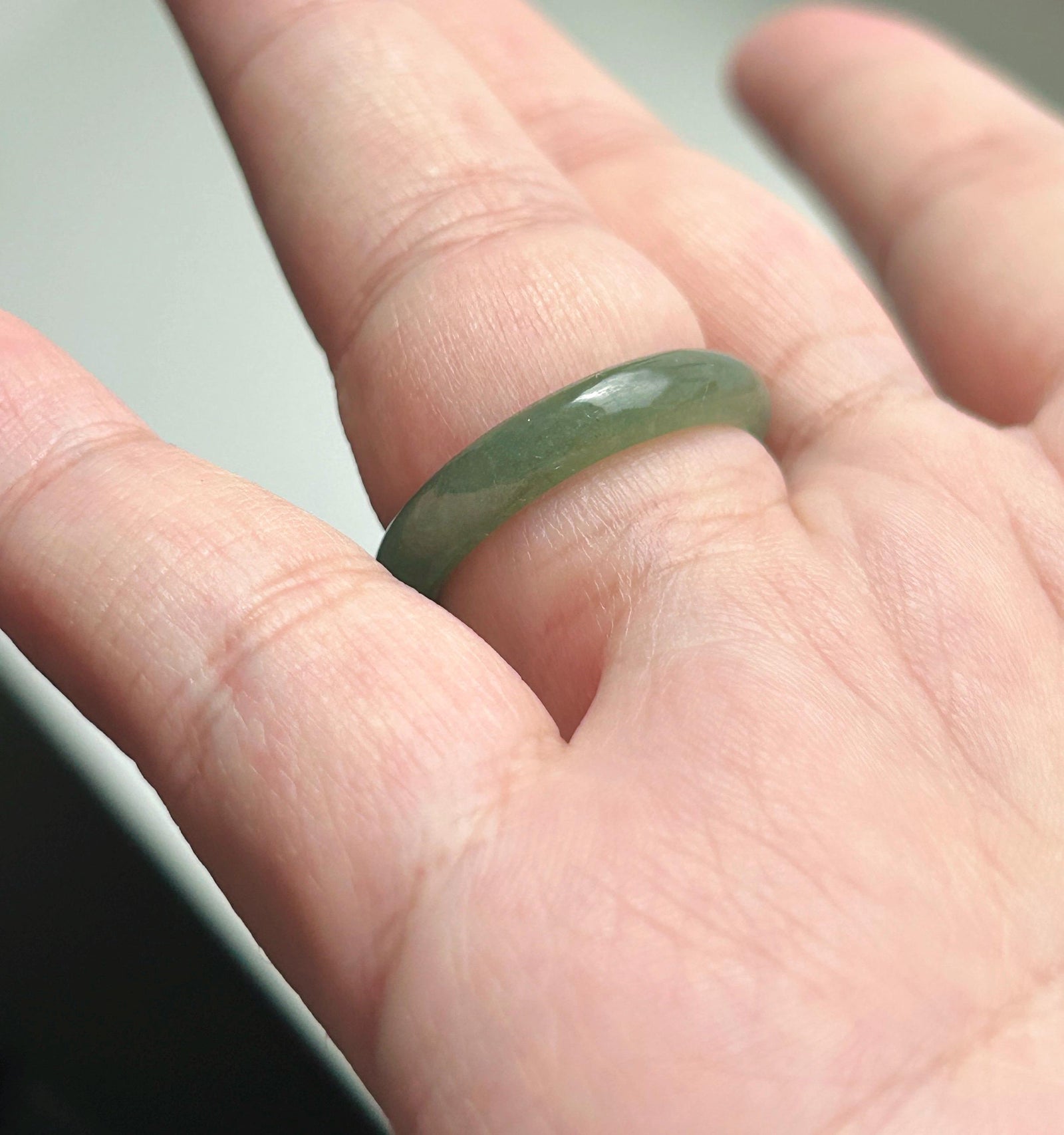 Natural Jadeite Ring Band | Guatemalan Type A Highly Translucent Icy Dark Green Jade | US Size 8 | 18.2mm| Mother’s Day Gift